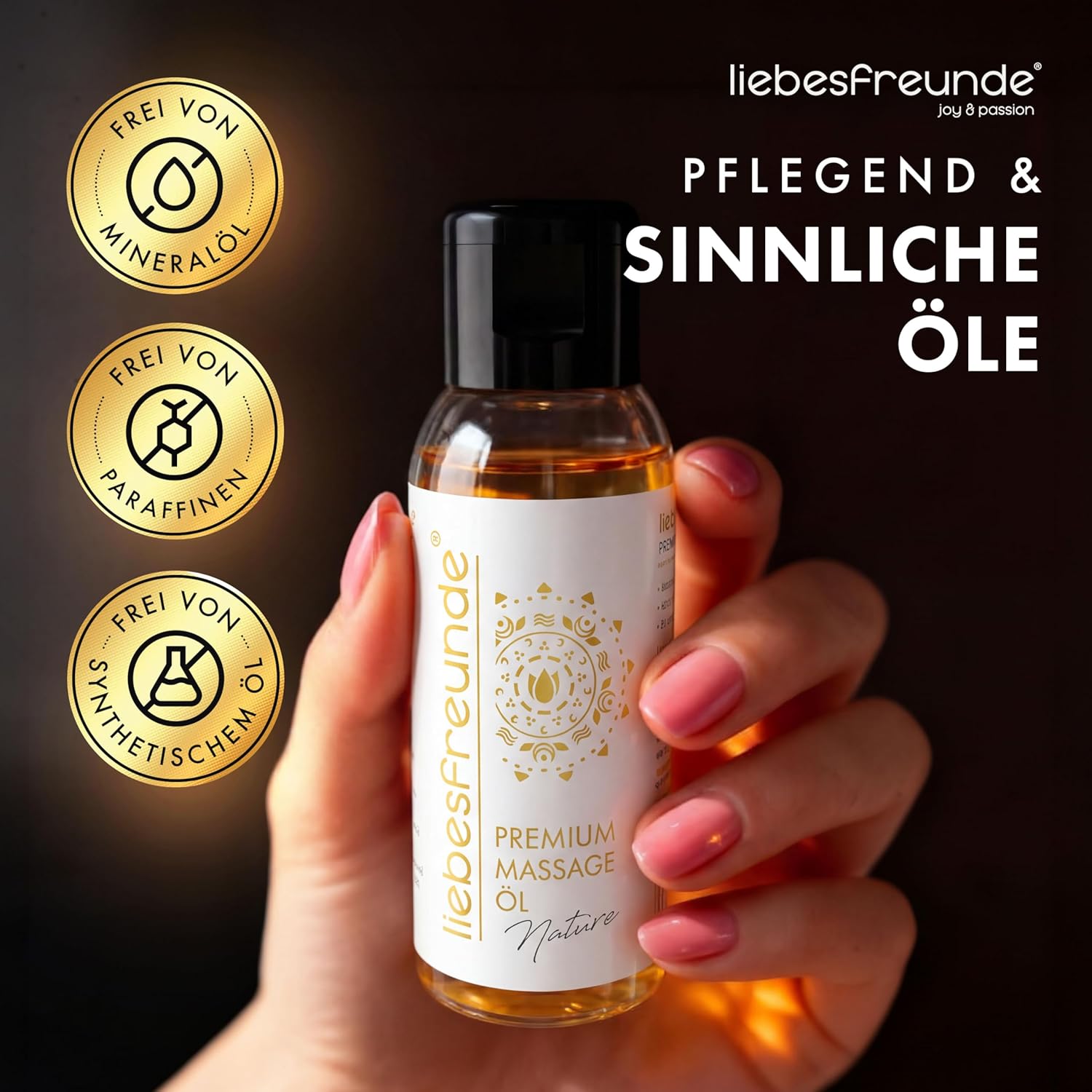 Liebesfreunde Wellness Geschenkset für Damen – 3 x 50 ml Massageöl Geschenkbox für weibliche Dame, Geschenkset, Massageöl Geschenkidee zum Jahrestag, Geburtstag, Valentinstag, Weihnachten – Bild 3