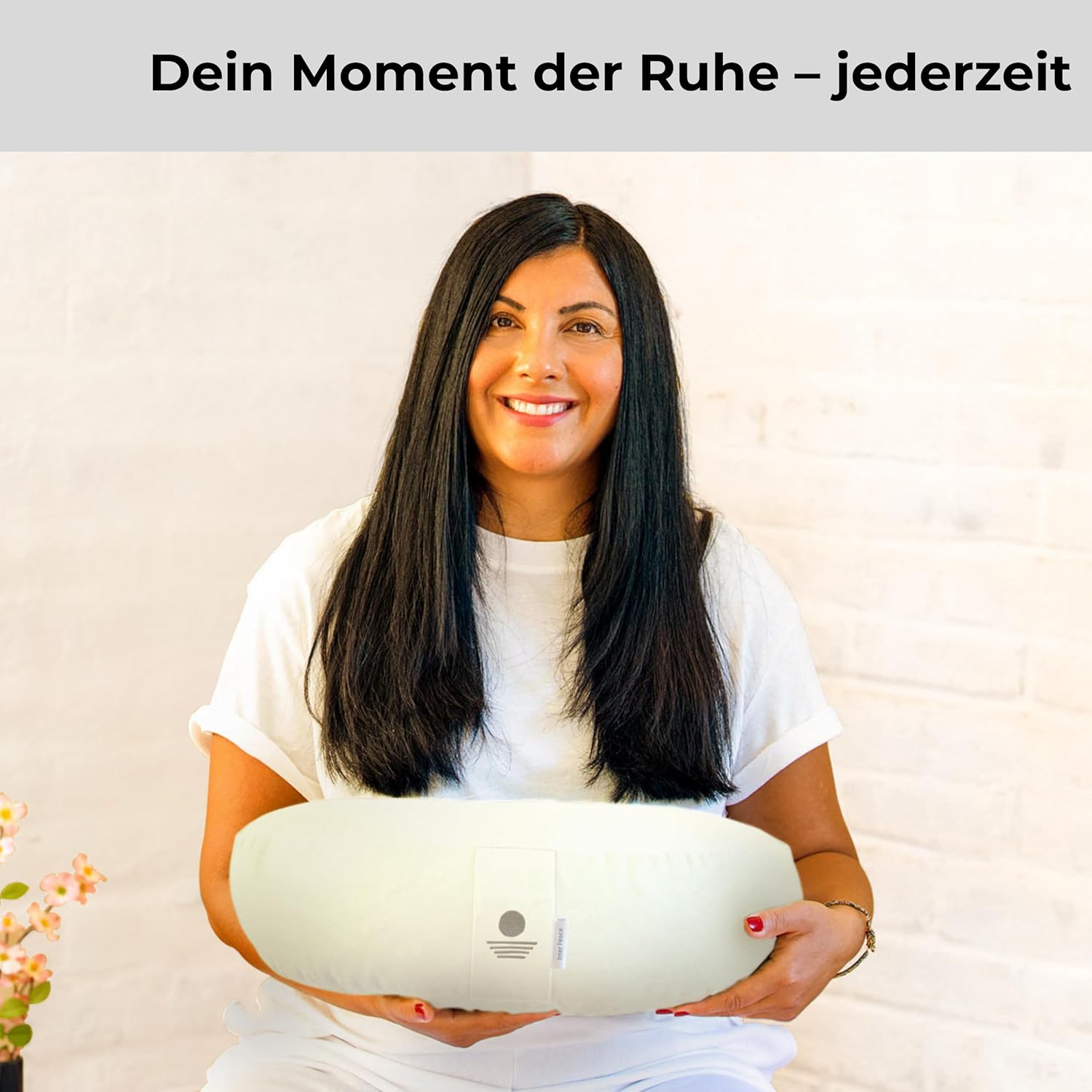 Inner Peace Halbmond-Yogakissen, Meditationskissen, hochwertiger Bezug aus 100 % Baumwolle, Yogakissen, Halbmondform mit Bio-Dinkelspelz, Halbmondkissen (natürlich) – Bild 8