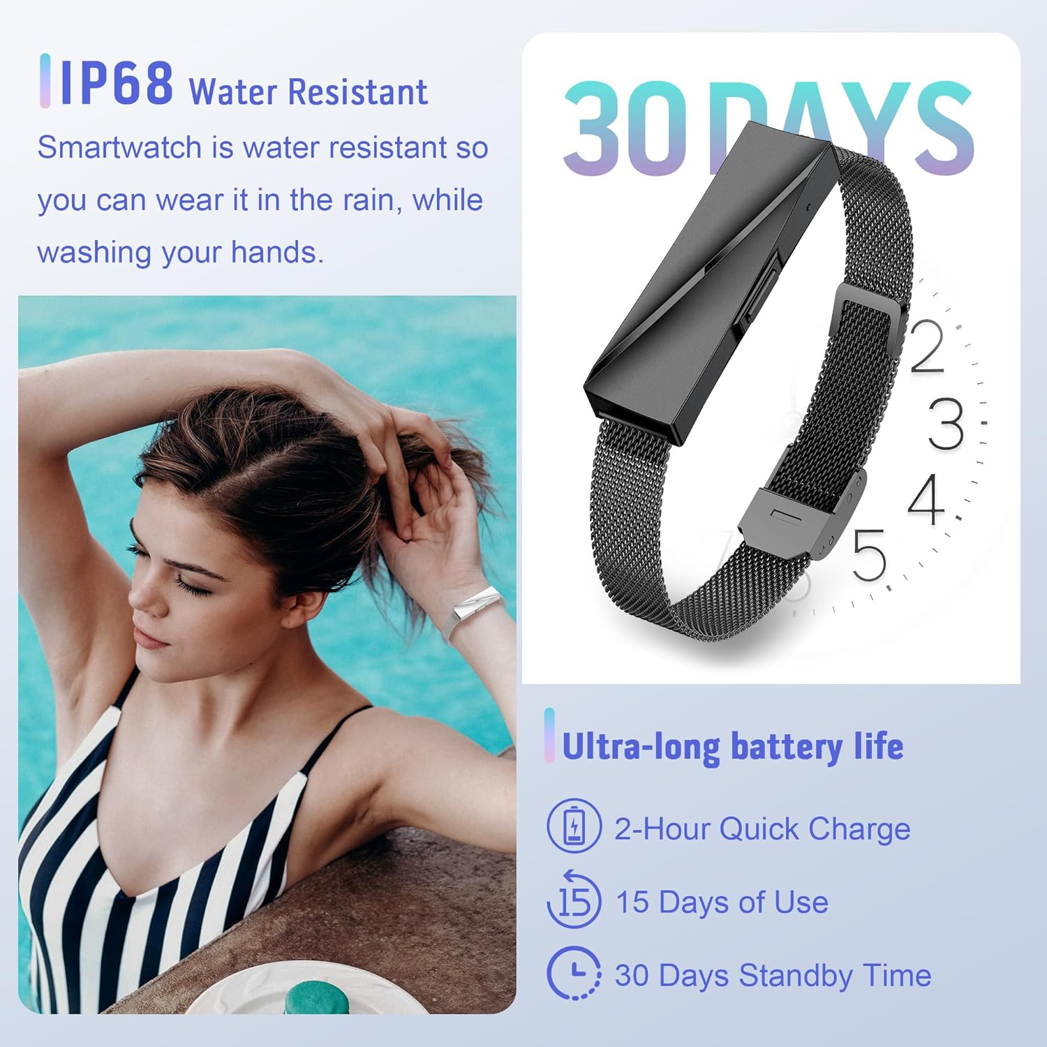 Fitness-Tracker mit über 170 Sportmodi, GPS-Damen-Schrittzähleruhr, Aktivitäts-Tracker IP68, Fitness-Uhr mit Bluetooth-Benachrichtigung – Bild 6