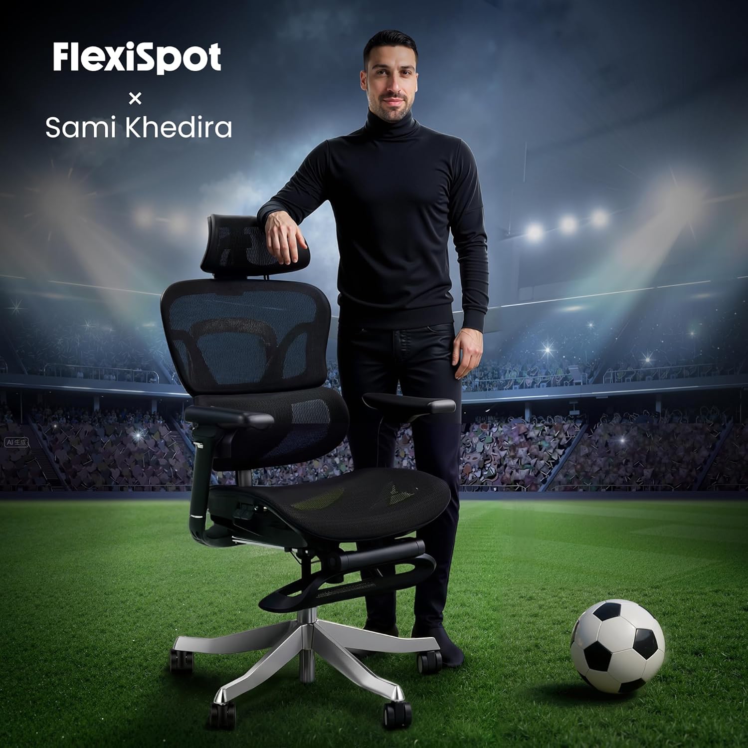 FLEXISPOT ErgoX Max Ergonomischer Stuhl, mit Fußstütze, belastbar bis 300 kg, mit 4D-Kopfstütze und 5D-Armlehnen, einteiliger Rückenlehne und Lordosenstütze, Bürostuhl für Arbeit und Gaming, Schwarz – Bild 3
