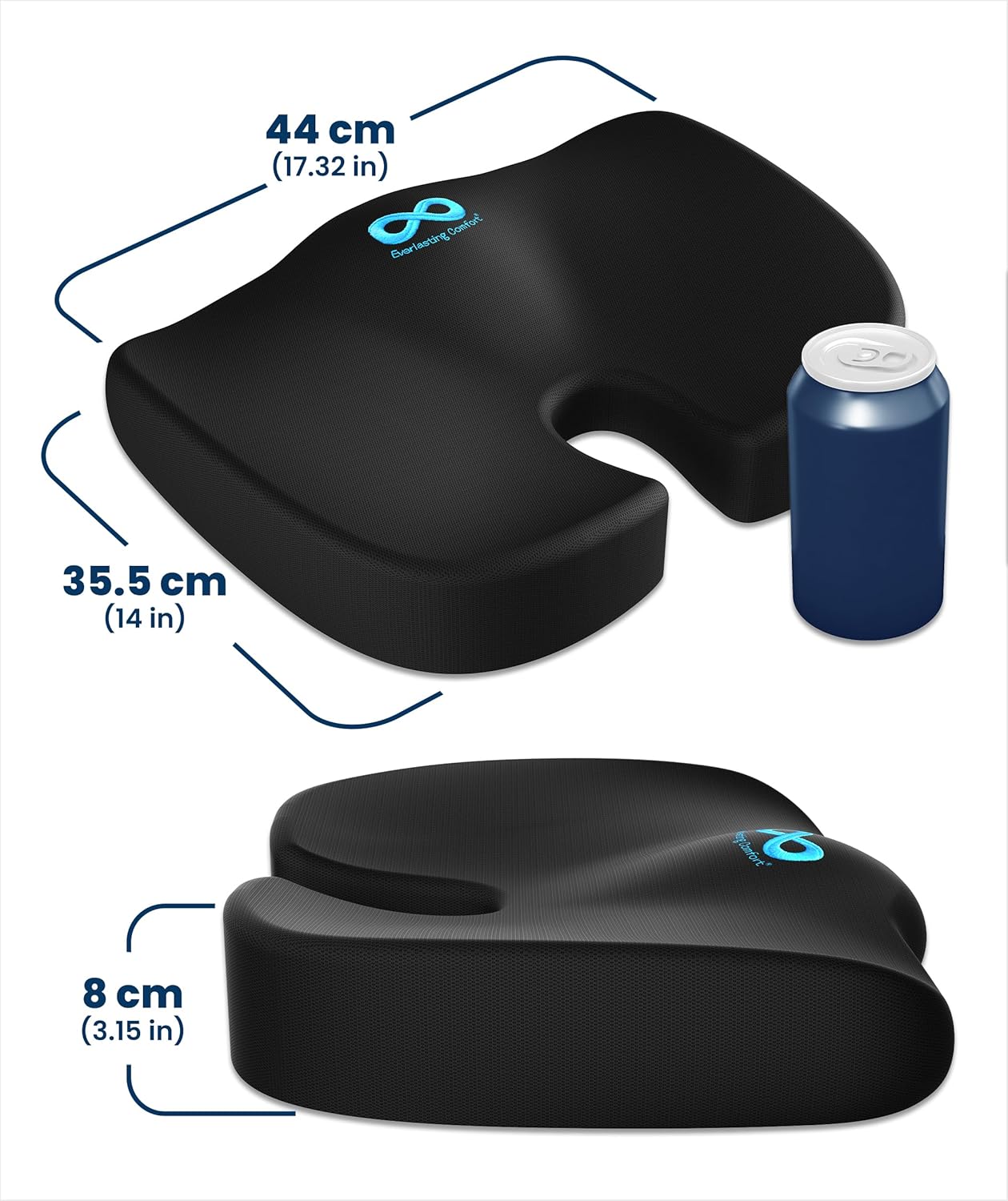 Everlast Comfort Memory Foam-Kissen ergonomisch – Sitzkissen und Rückenkissen für Bürostuhl und Auto – orthopädische Unterstützung für Haltung, Wirbelsäule, Steißbein und Lendenwirbelsäule – Bild 8