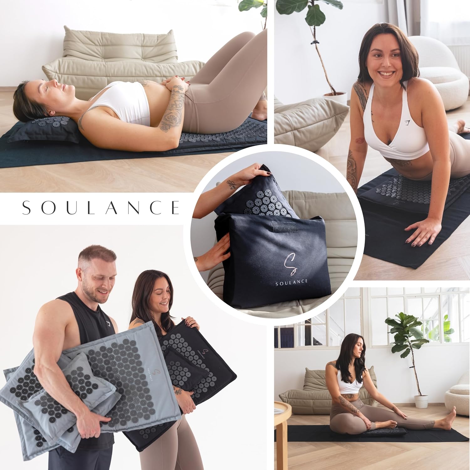 Akupressurmatte mit Kissen – 5-in-1-Premium-Set (inkl. Yogatuch) & Tragetasche, Kokosfaserfüllung – Massagematte, Akupunkturmatte bei Nacken- und Rückenschmerzen (Bordeaux) – Bild 9