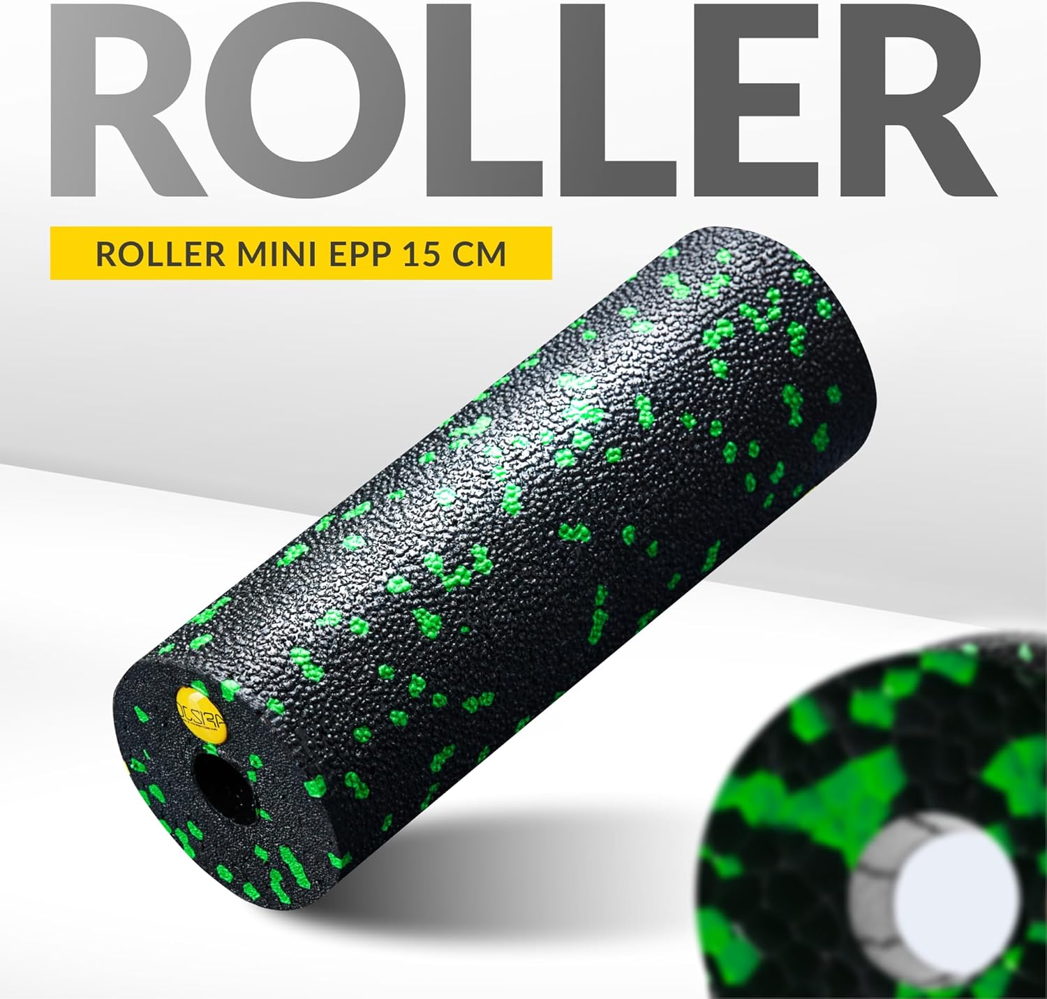 4FIZJO Faszienroller Schaumstoff, Durchmesser 5,5 cm, Länge 15 cm, Massagerolle, Rückenrolle, Fitnessrolle, leicht, hart, Schaumstoffrolle, Faszientraining, Massagetraining, Schwarz/Grün – Bild 8