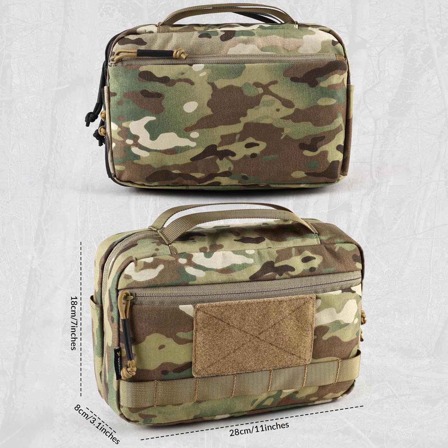 Taktische Kulturtasche für Männer, Hygienetasche, EDC-Militärwerkzeug, Molle-Tasche, Camping-Kulturbeutel, Kosmetiktasche, doppelte Reißverschlussöffnung, Make-up-Taschen und Koffer (CP) – Bild 2