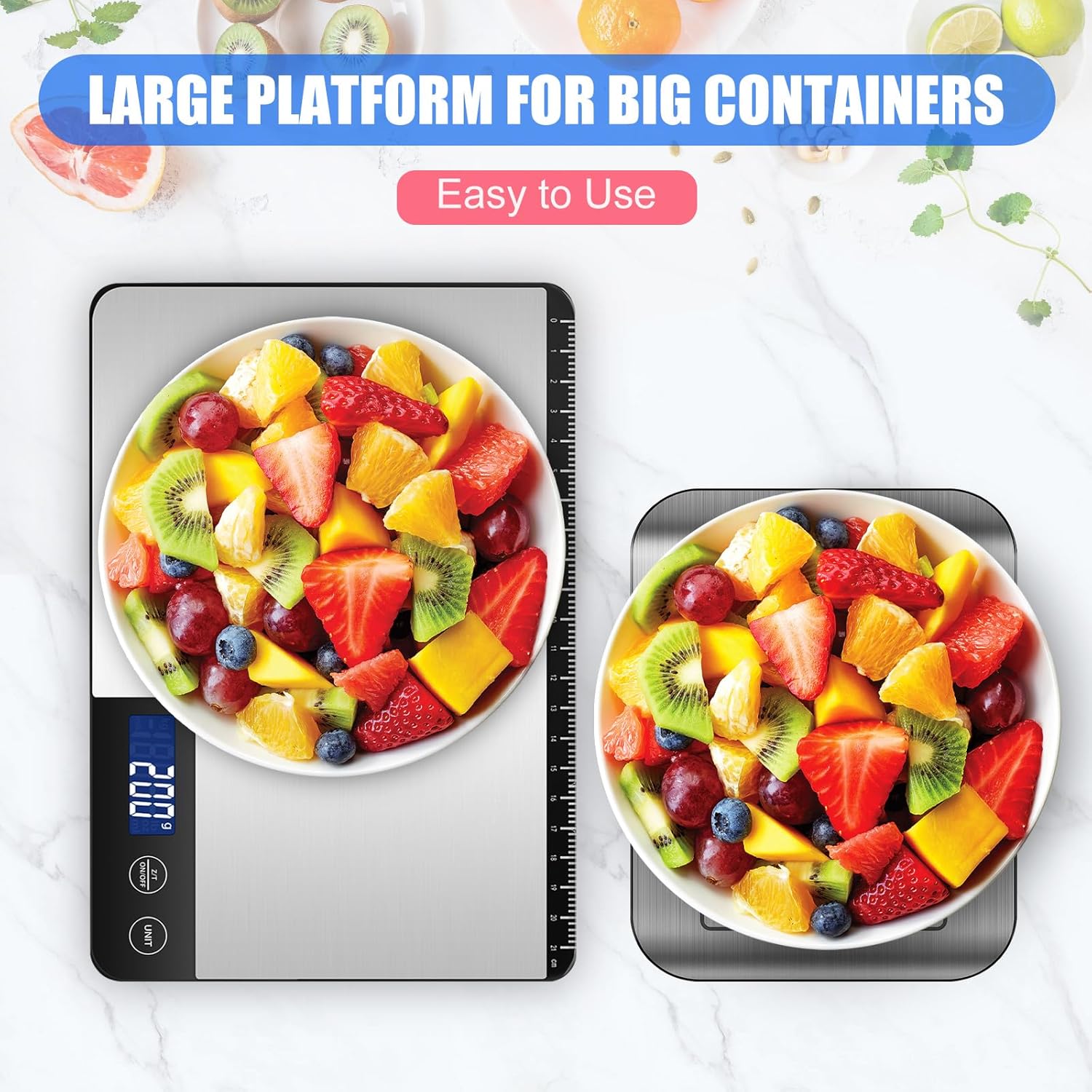 Große digitale Küchenwaage 15 kg, präzise Lebensmittelwaage mit 1 g Genauigkeit, individuelle automatische Abschaltung (3, 10 und 60 Minuten), LCD-Display, Gramm und Unzen, ideal für Zuhause, Kochen und Backen – Bild 6