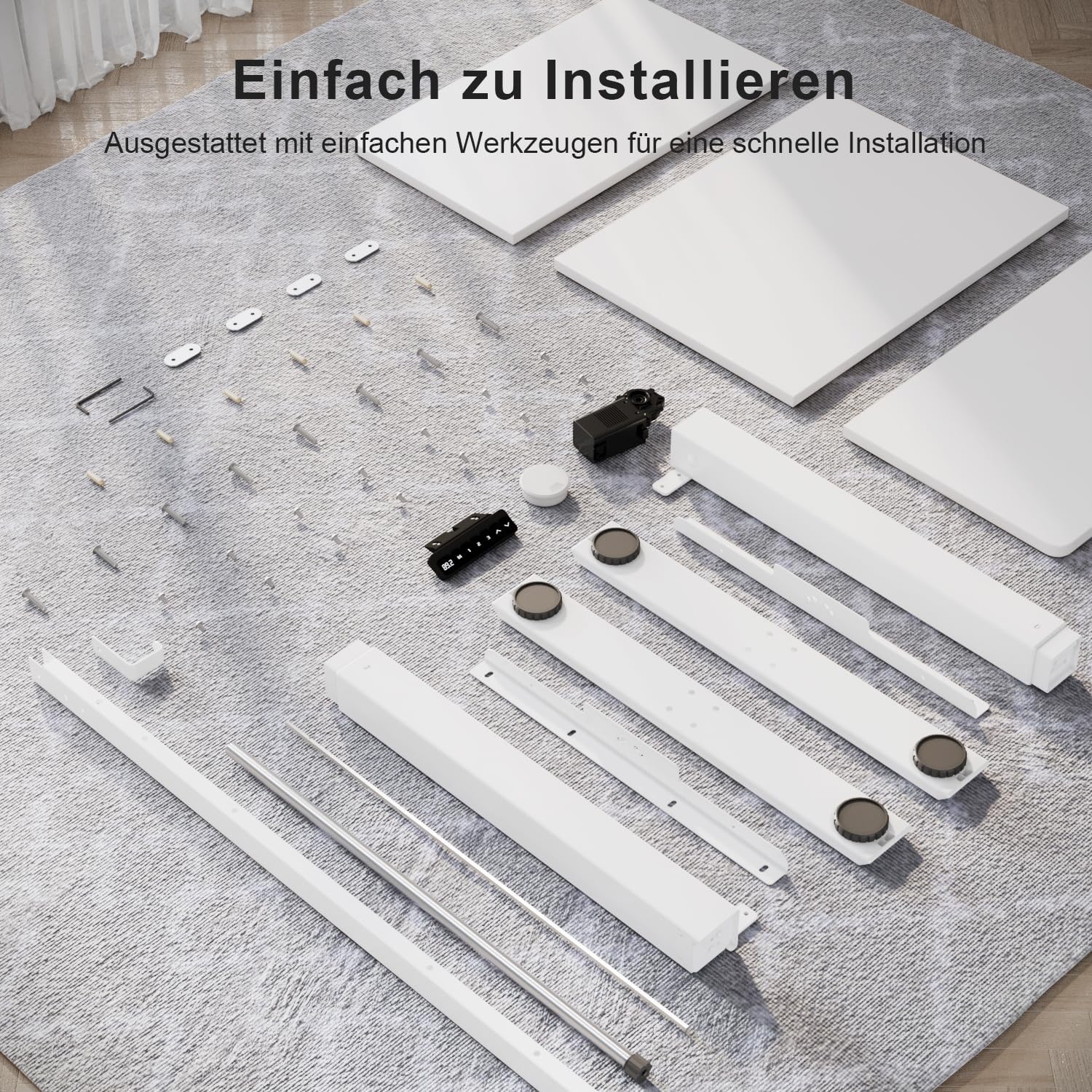 TRIUMPHKEY Elektrischer Stehschreibtisch, 130 x 60 cm, höhenverstellbarer Schreibtisch mit Memory, Smart Panel, Sitz-Steh-Schreibtisch mit Rucksackhaken, Steh-Studiertisch, Arbeitstisch für das Heimbüro (weiß) – Bild 8