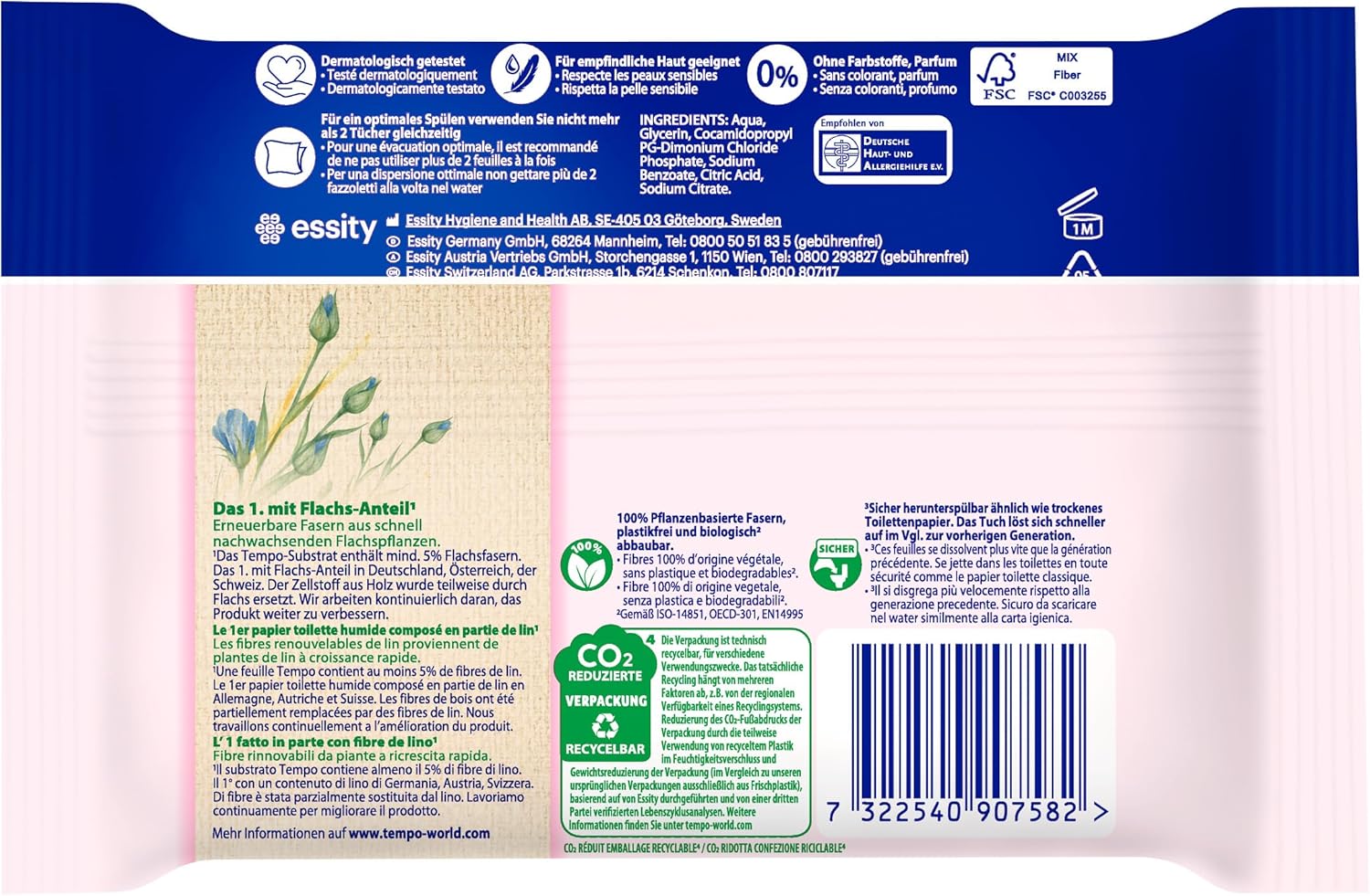 Tempo Moist Toilettenpapier weich und rein feucht, Riesenpackung, 16 Stück – Bild 3