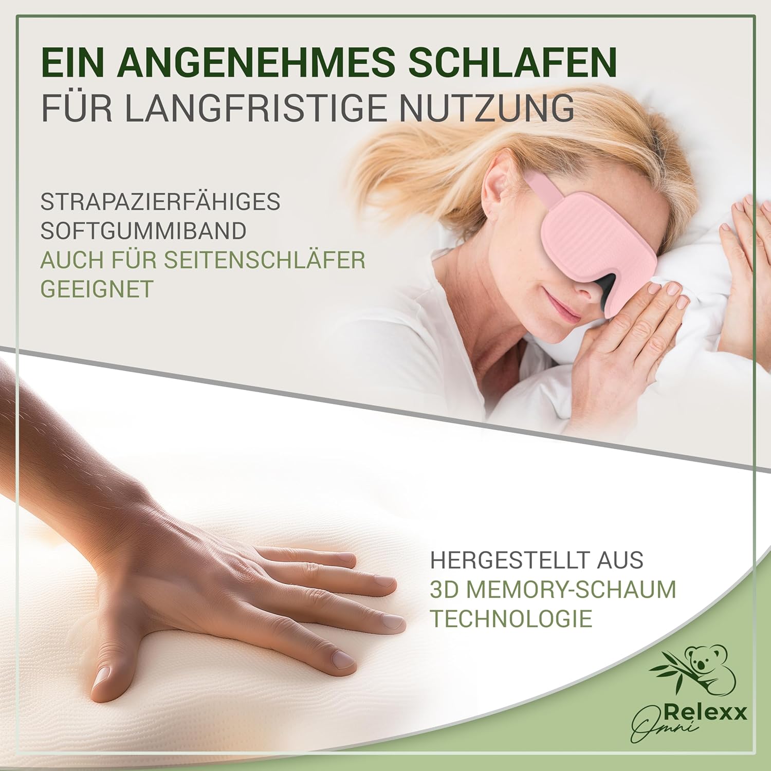 Schlafmasken für Damen – Atmungsaktive Schlafmaske – Bequeme & weiche Augenmaske – Lichtblockierend – Reisetasche – Schlafmaske – 3D-Aussparung für die Augen – Memory-Schaum (Rosa) – Bild 6