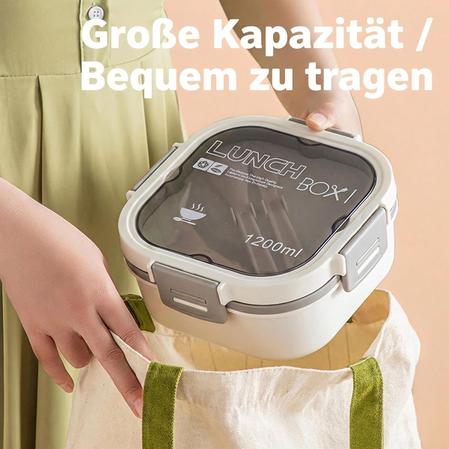 URMONA Salatbox mit Fächern & Besteck, Lunchbox auslaufsicher für Erwachsene & Kinder, Bento Box To Go für Schule, Arbeit, Büro, Lunchbox für Picknick, Reisen, Essenszubereitung (1700 ml, Blau) – Bild 6