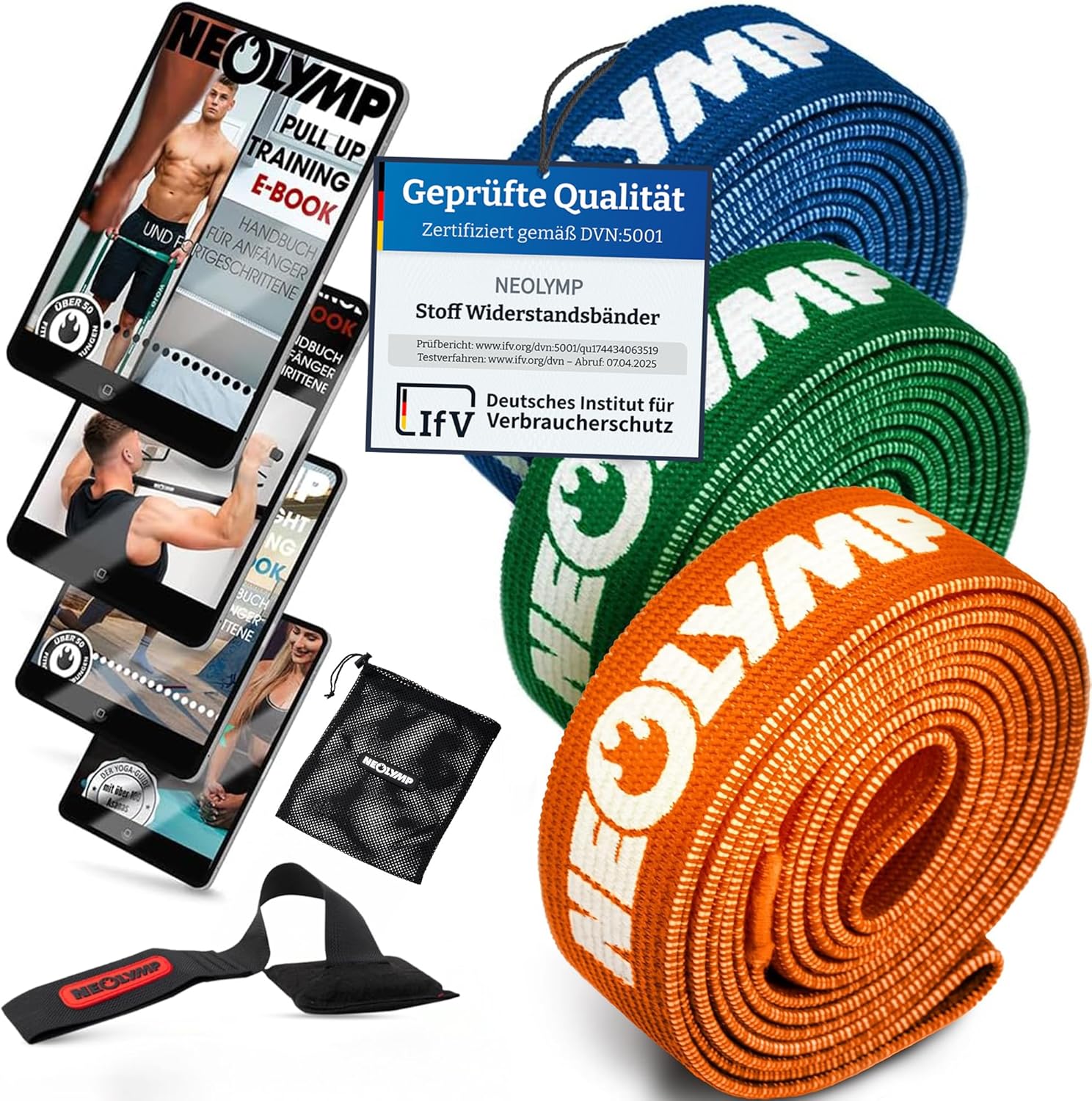 NEOLYMP Fitnessbänder, Widerstandsbänder & Widerstandsbänder – Krafttraining, Muskelaufbau, Gymnastikband-Set, Trainingsbänder waschbar, Fitnesszubehör für Home Gym & Ganzkörpertraining