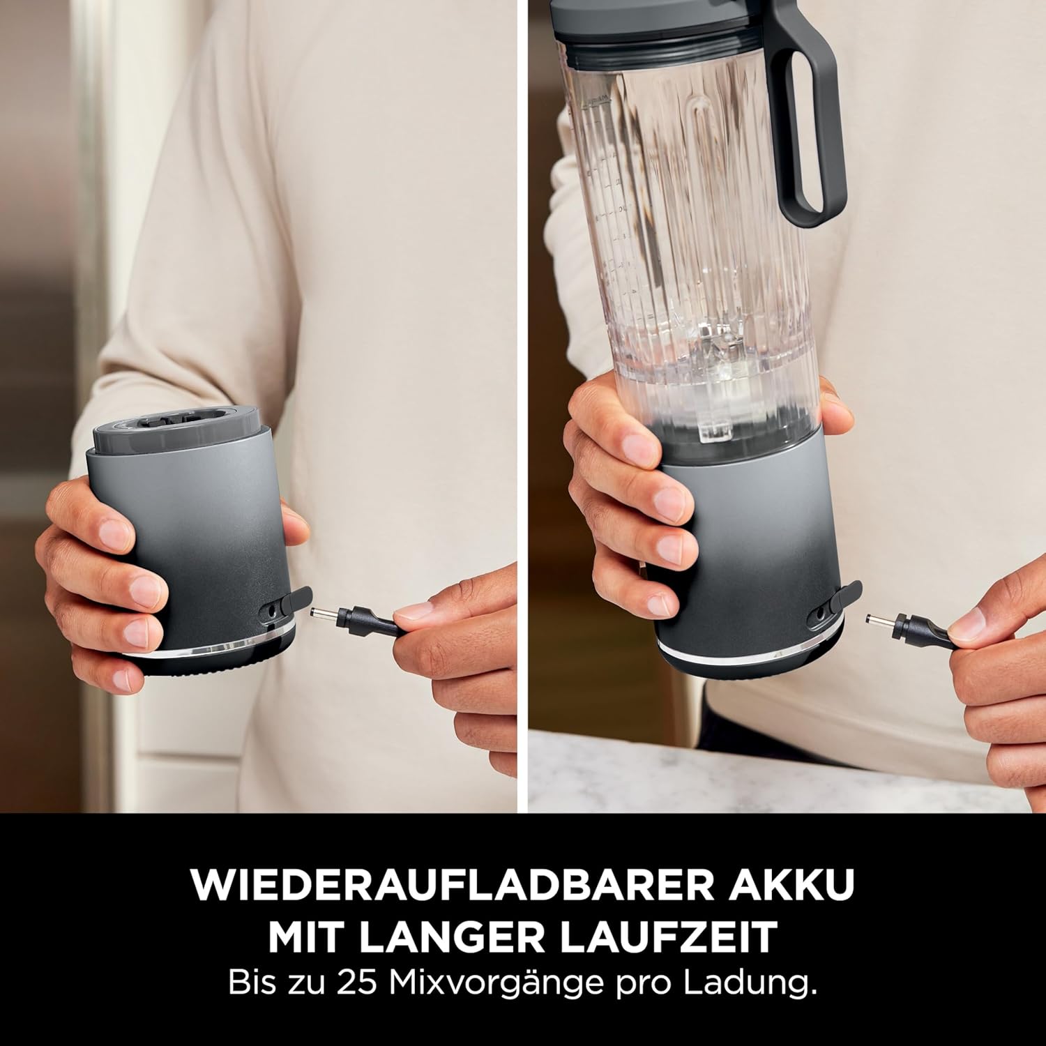 Ninja Blast Max BC251EUGY Tragbarer Mixer/Mixer/Smoothie-Maker, 570 ml, wiederaufladbar, Mixbecher und auslaufsicherer Deckel, 3 Funktionen, Smoothies, Protein-Shakes, Cool Grey – Bild 3