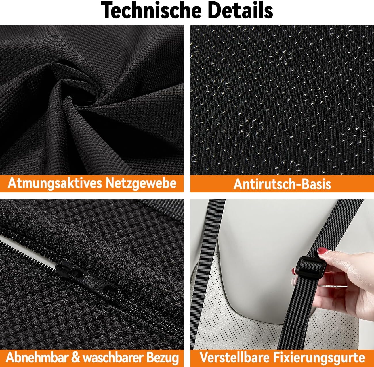 GGW Höhenverstellbares Lendenkissen Auto Ergonomische Lendenwirbelstütze mit Memory-Schaum, anatomisches Rückenkissen für Autositz/Bürostuhl, atmungsaktiver Sitzbezug (Grau) – Bild 6