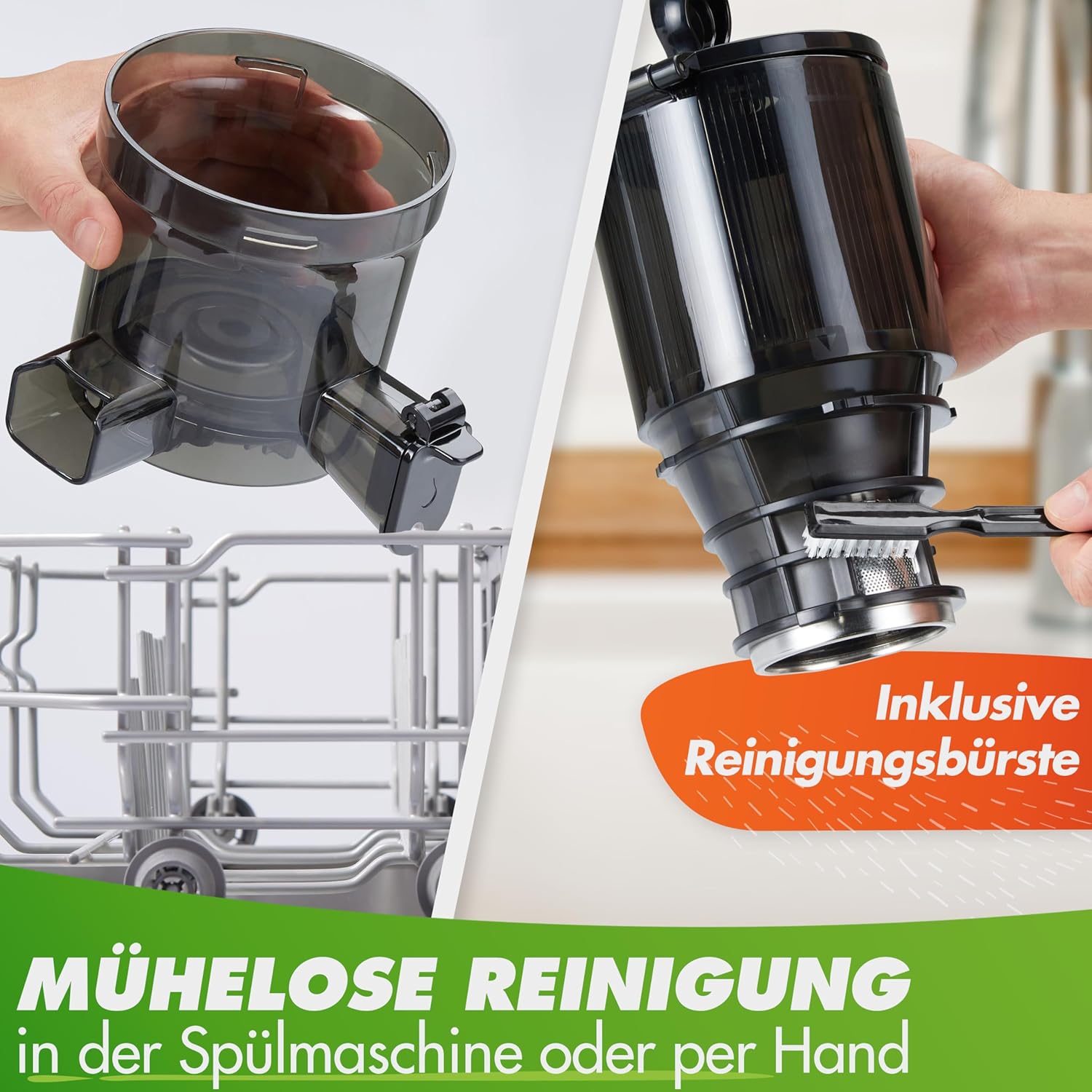Nutrilovers Slow Juicer Nutri-Press Max Ganzfrucht-Entsafter mit XXL-135-mm-Öffnung, BPA-frei, inklusive Saftflasche, Slow-Juice-Rezeptbuch – Bild 7