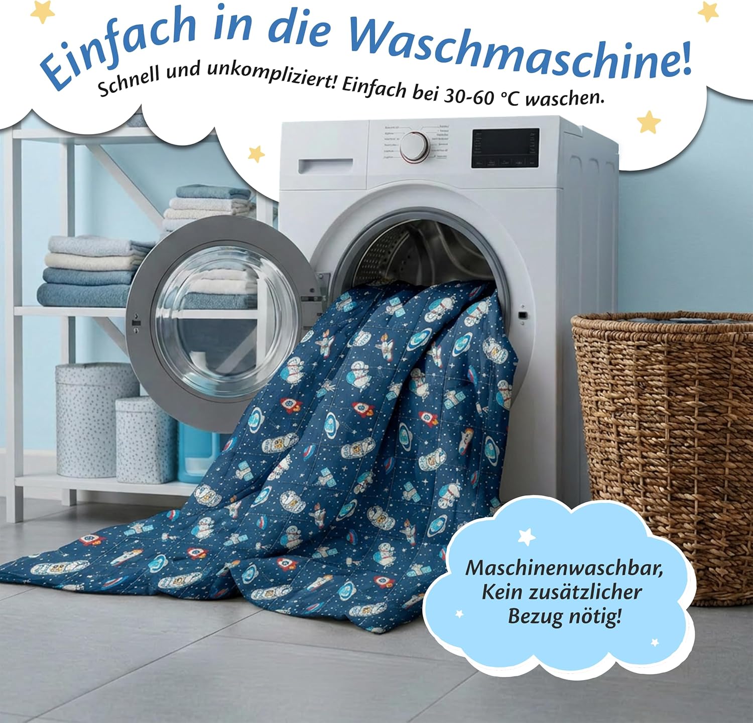 Ella Gewichtsdecke für Kinder, 2,4 kg, 90 x 120 cm – Therapiedecke zum Stressabbau und bei Angstzuständen, hypoallergene Glasperlen, weiche und kühlende Außenschicht aus Baumwolle für Kinder von 15–25 kg – Platz – Bild 5