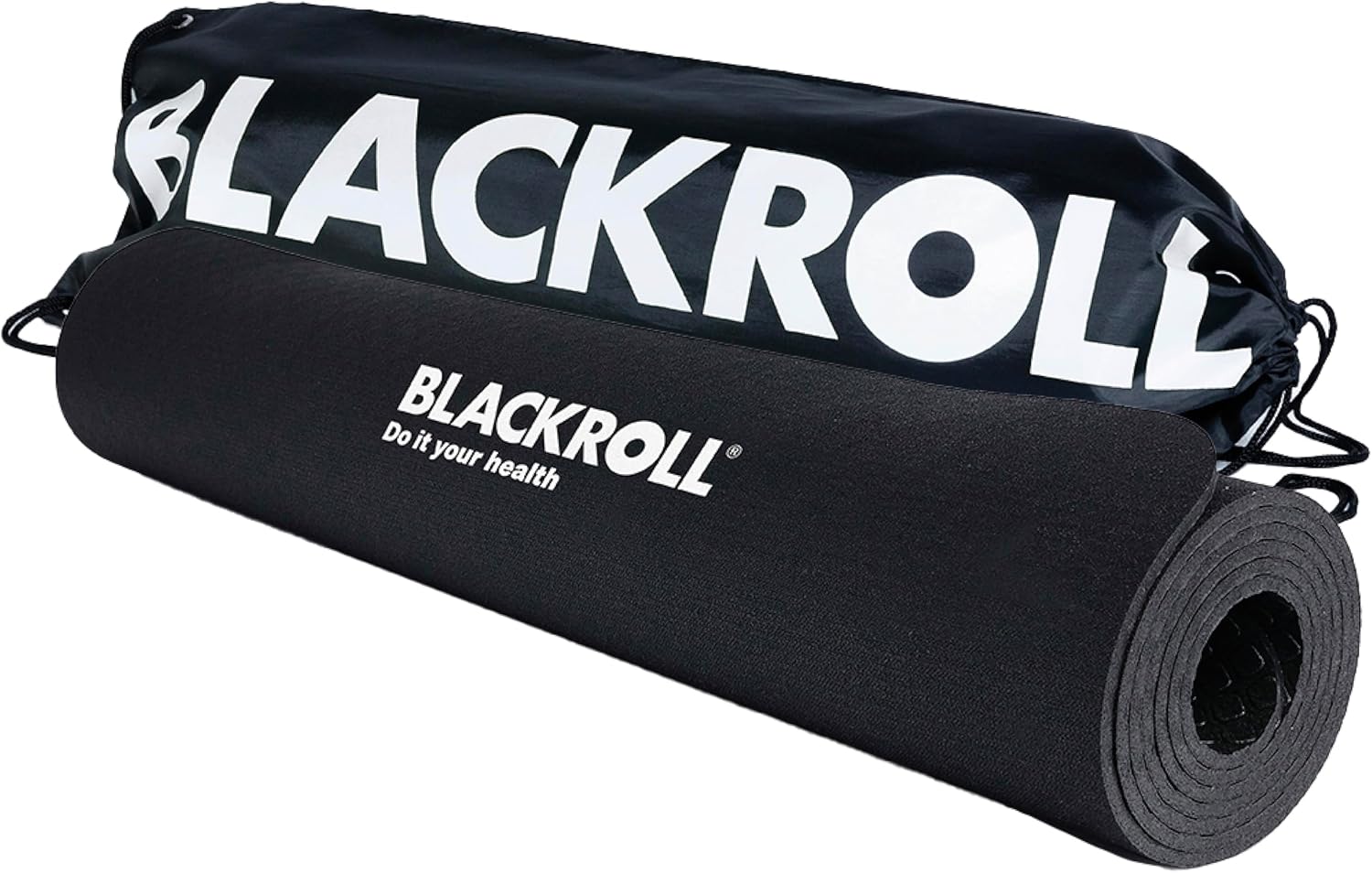 BLACKROLL® MAT (65 x 185 cm), rutschfeste Fitnessmatte für gelenkschonendes Training, Sportmatte mit strukturierter Oberfläche, gedämpfte Gymnastikmatte für Yoga & Pilates, Made in Germany, Schwarz