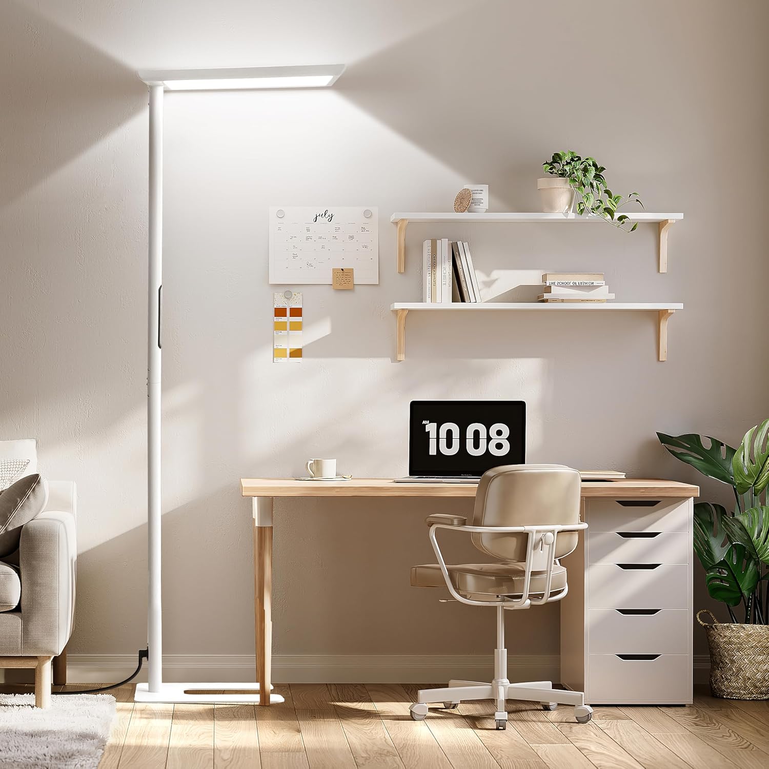 UGR98 LED Stehlampe für Büro, Tageslicht-Bürolampe, Vollspektrum-Stehlampe, dimmbar, 60 W + 50 W, Augenschutz, UGR, Neutralweiß, 4000 K, Stehlampe, Büro, Leselampe, Kinderzimmer – Bild 9