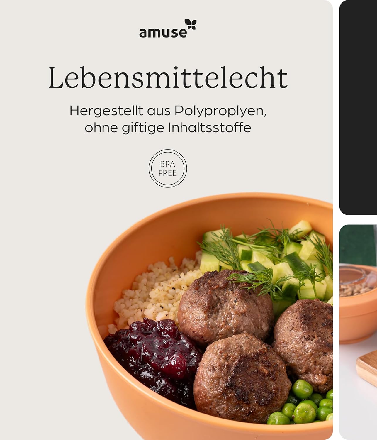 Amuse Tylla Lunchbox für Erwachsene (700 ml) | Luftdichte Frischhaltedosen mit Deckel | Meal-Prep-Box | BPA-freie Lunchbox, mikrowellengeeignet | Salat-To-Go-Box | Lunchbox | Behälter zum Einfrieren – Bild 3