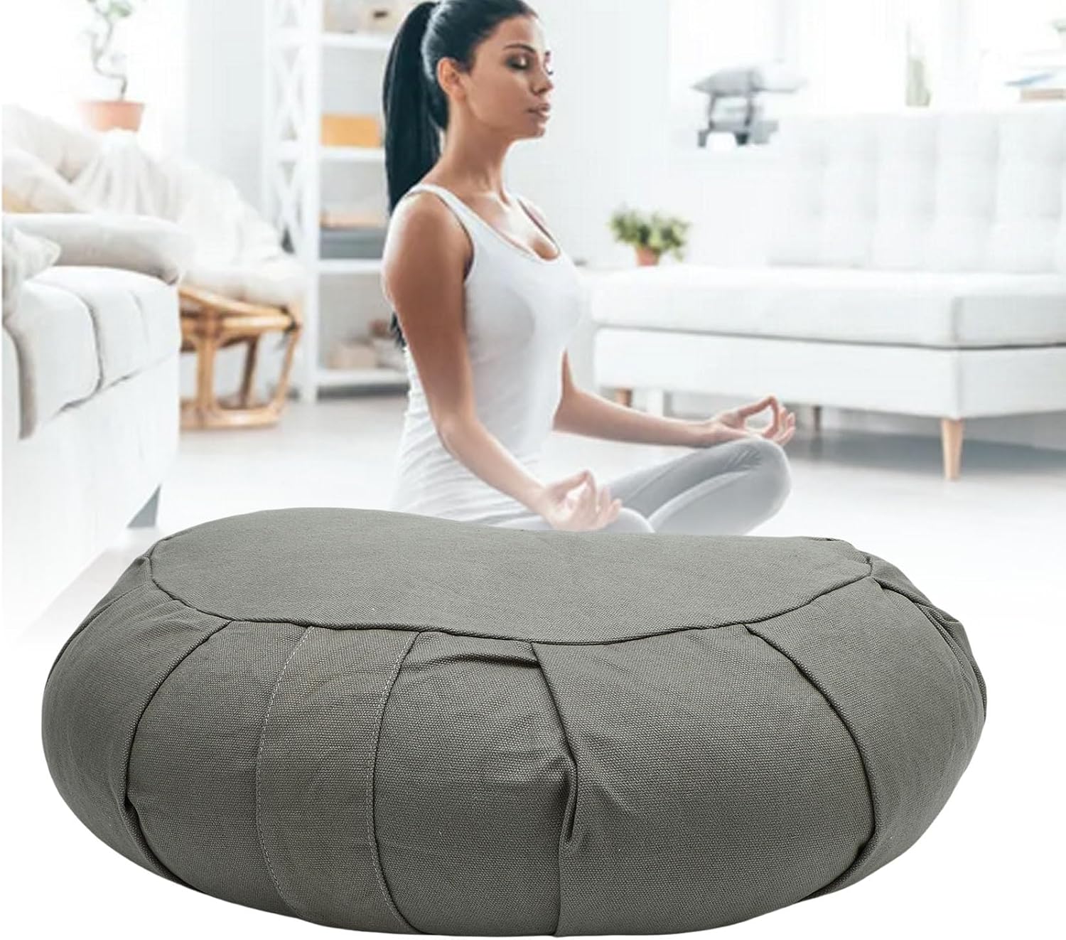 Jonlaki Halbmond-Meditationskissen, Baumwollbezug, ideal für Yoga und Meditation, kompakt und leicht, unterstützt den ruhigen Geist, Bodensitze mit Komfort und Halt – Bild 6