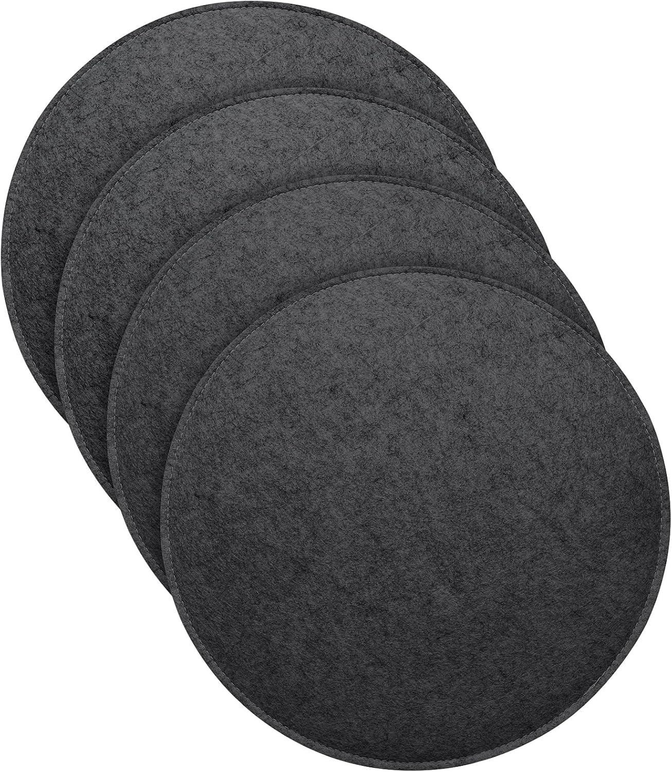 Stuhlkissen, rundes Sitzkissen aus Filz, 35 cm, Sitzkissen für Bank, Sitzkissen mit rutschfesten Einlagen für alle Arten von Stühlen, für den Innen- und Außenbereich (schwarz, 4 rund)