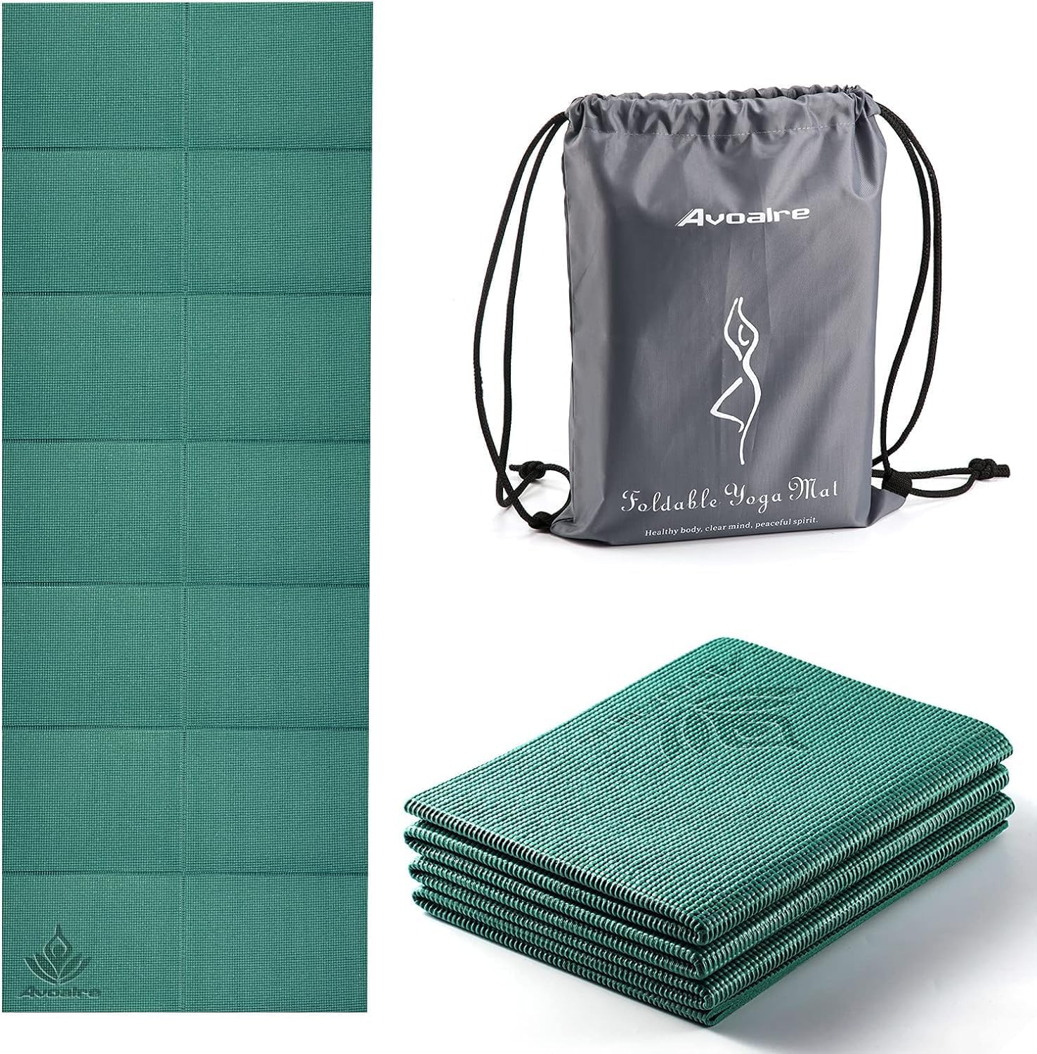Avoalre Yogamatte rutschfest,173 X 61CM Tragbare Trainingsmatte 5MM,Reise Yogamatte faltbar Gymnastikmatte, ideal für Reise,Yoga, Pilates & Workout