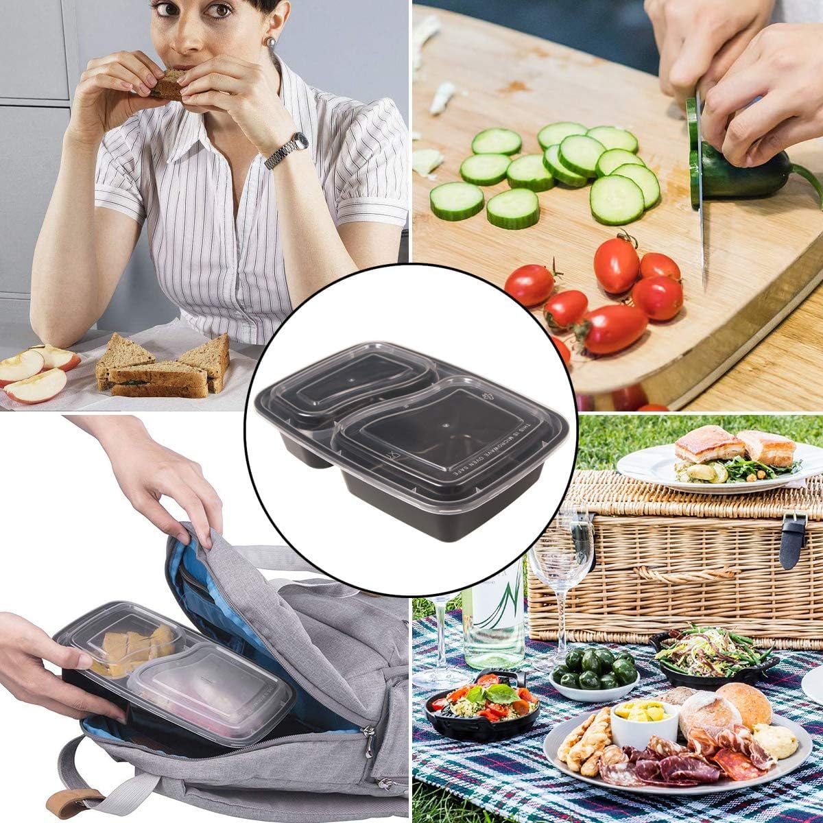 Henshow Meal Prep Container, 1000 ml Premium wiederverwendbare BPA-freie Lunchbox mit Deckel, mikrowellen-, gefrier- und spülmaschinenfest – Bild 7
