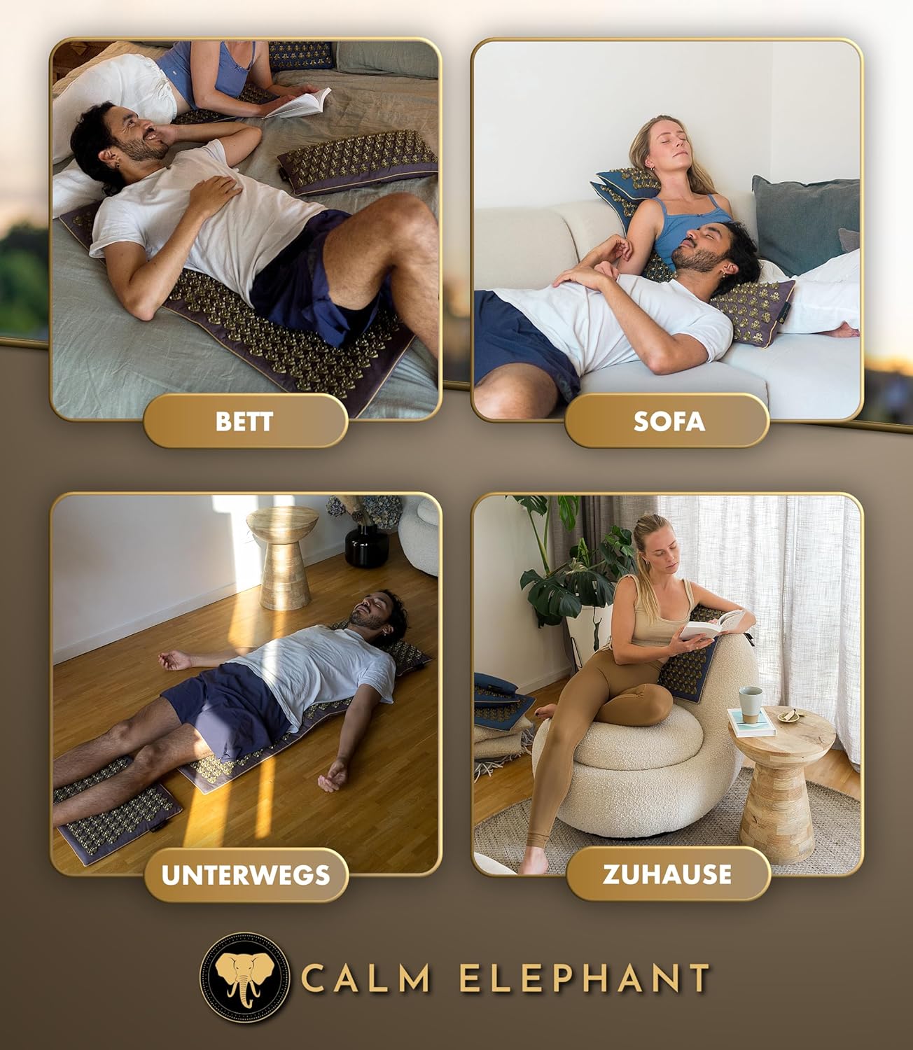 CALM ELEPHANT ORIGINAL Akupressurmatte XXL, große Größe, intensiv für fortgeschrittene Benutzer – Mandala Pro XXL Premium-Set (+158 % mehr Fläche und extra spitze Spitzen) – Verspannungen lösen, Akupunkturmatte, grau – Bild 6