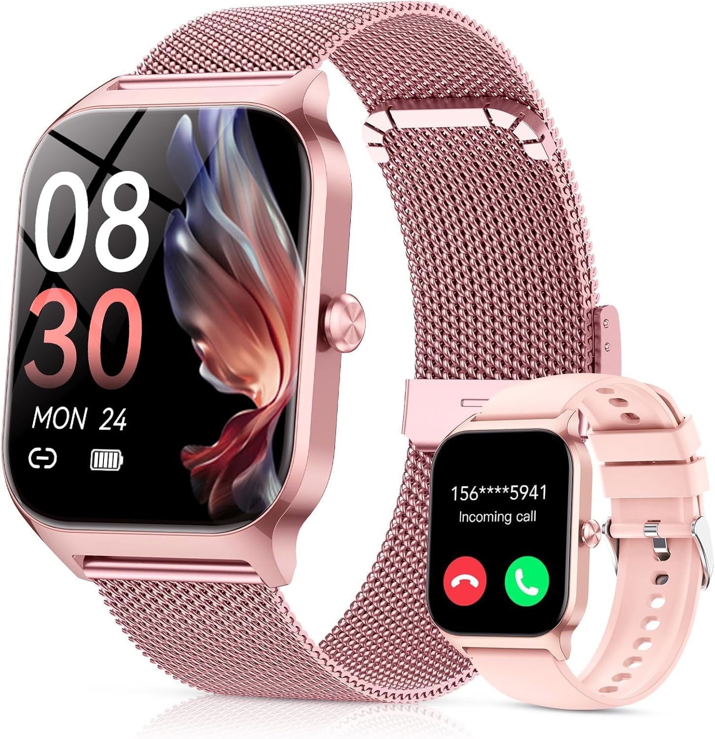 Damen-Smartwatch mit Telefonfunktion, 1,85 Zoll HD-Fitnessuhr, Smartwatch 200+ Sportmodi, Fitness-Tracker mit Herzfrequenz/Spo2/Schrittzähler/Schlafmonitor, IP68 wasserdichte Sportuhr für iOS
