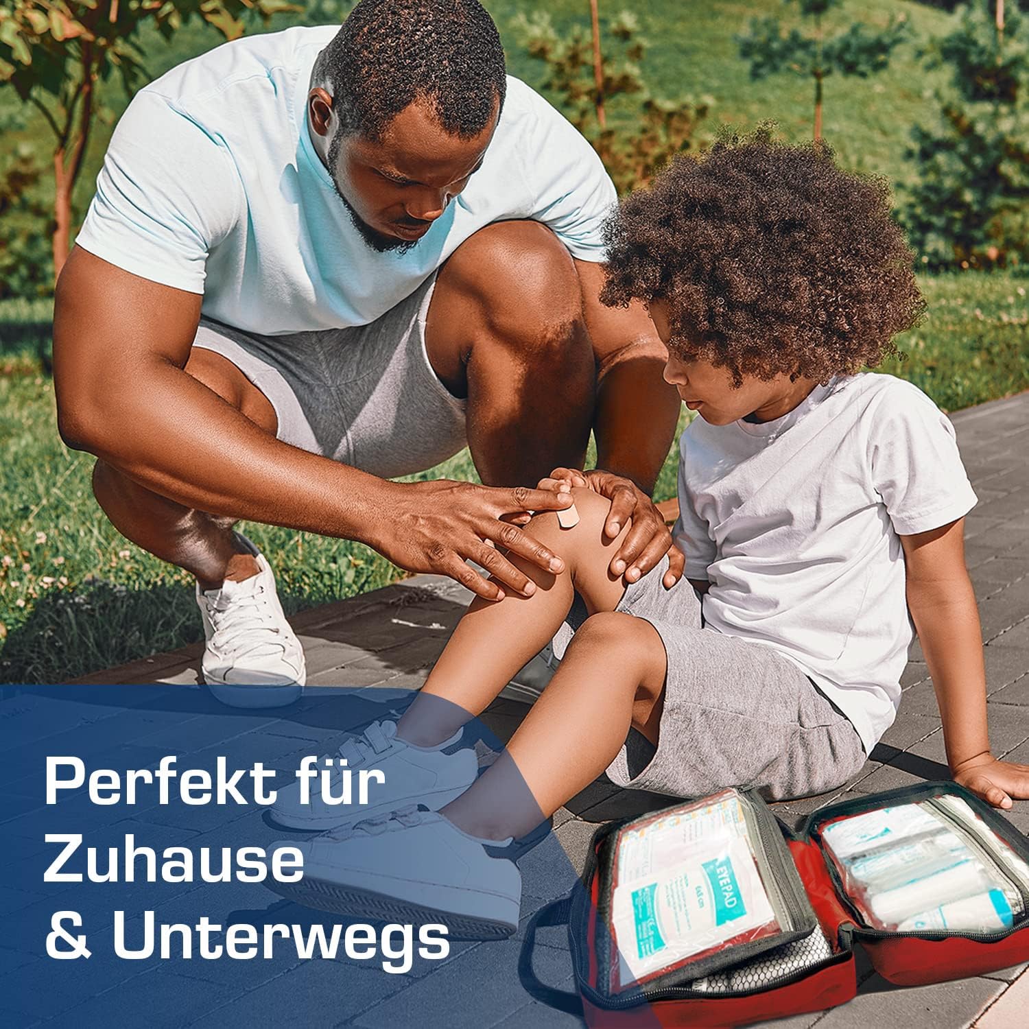 Premium-Erste-Hilfe-Set mit Sofort-Kühlakkus, Augenspülung, Rettungsdecke für Zuhause, Büro oder Auto, Rot – Bild 5
