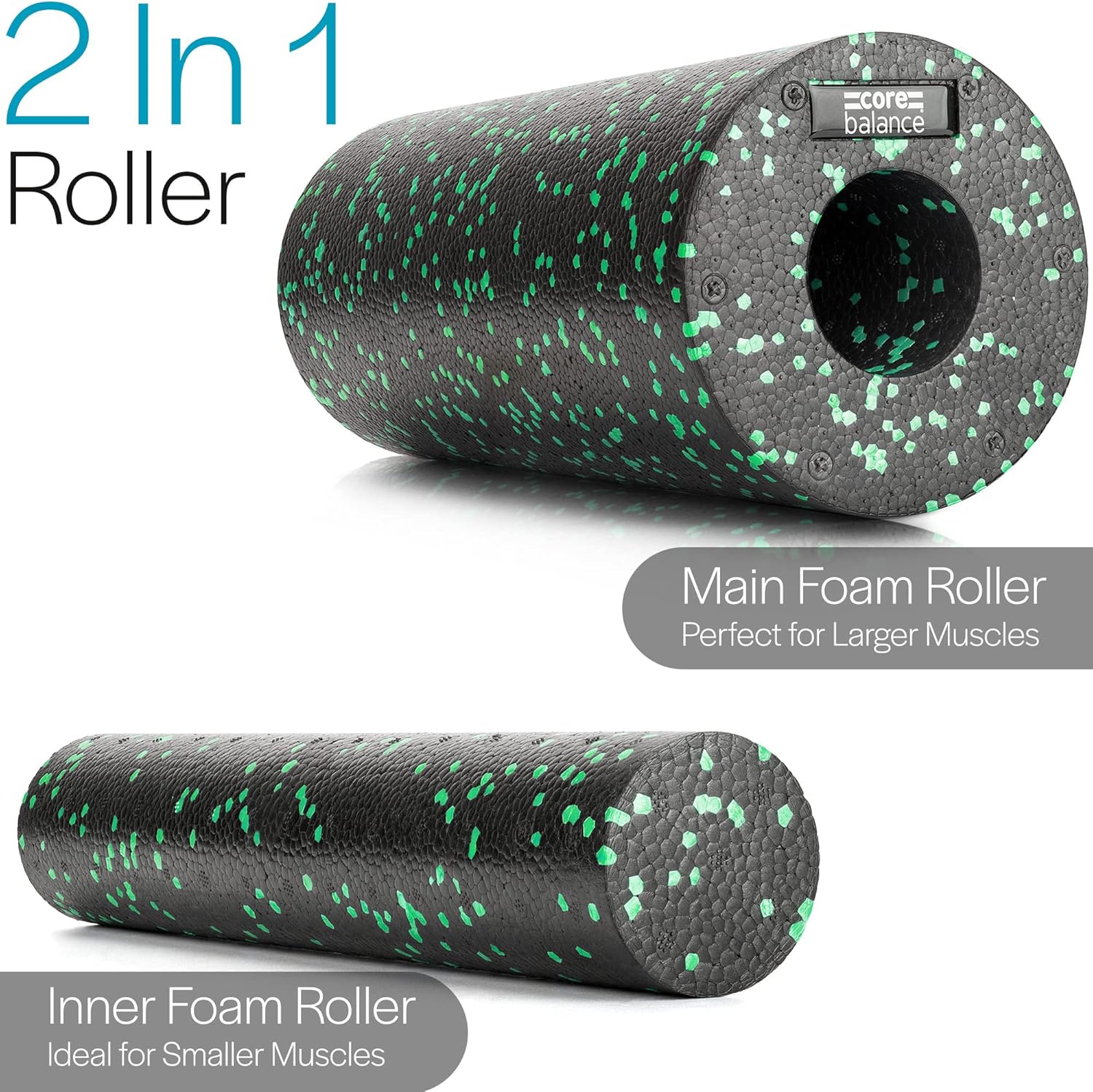 Core Balance 2 in 1 Faszienrolle mit abnehmbarem Kern – Massiert tiefes Gewebe & lindert Rückenschmerzen – Fitness & Yoga für Zuhause – 2-teilig, 33 x 15 cm & 33 x 6 cm – Bild 2