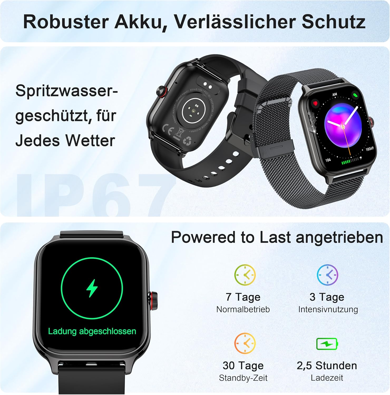 LODIMEKE Smartwatch Herren Damen Telefonfunktion Blutdruck Herzfrequenz Schlaf 1,96 Zoll AI Fitnessuhr 100+ Sportmodi, IP67 Wasserdicht Schrittzähler Wecker Rechner Visitenkarte iOS Android – Bild 6