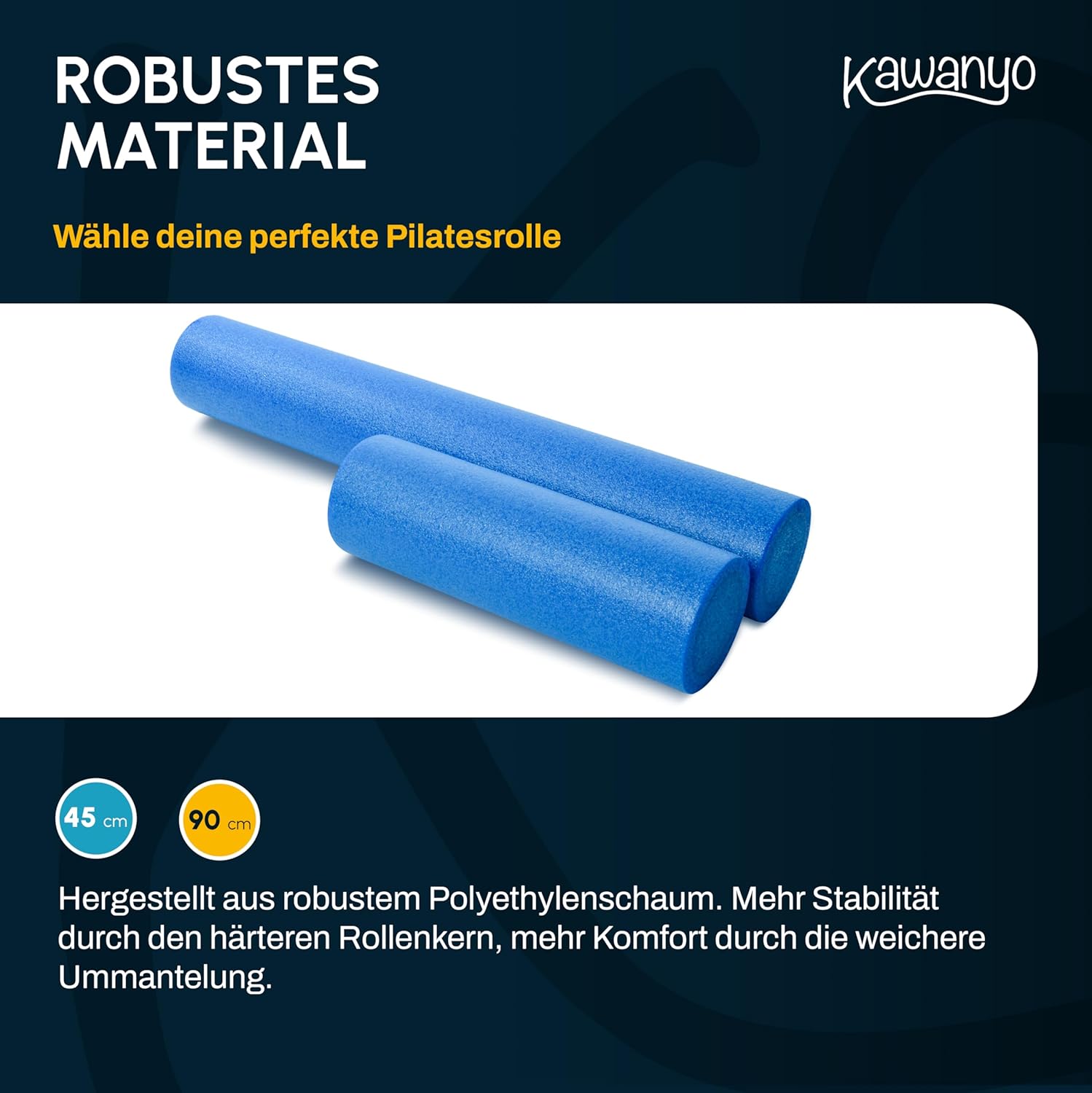 Pilates-Rolle für Stabilitäts- & Gleichgewichtsübungen – Übungshilfe für das Pilates-Training – Yoga-Rolle aus Hartschaum für Yoga, Pilates, Fitness, Gymnastik, Rehabilitation & Therapie – Bild 6