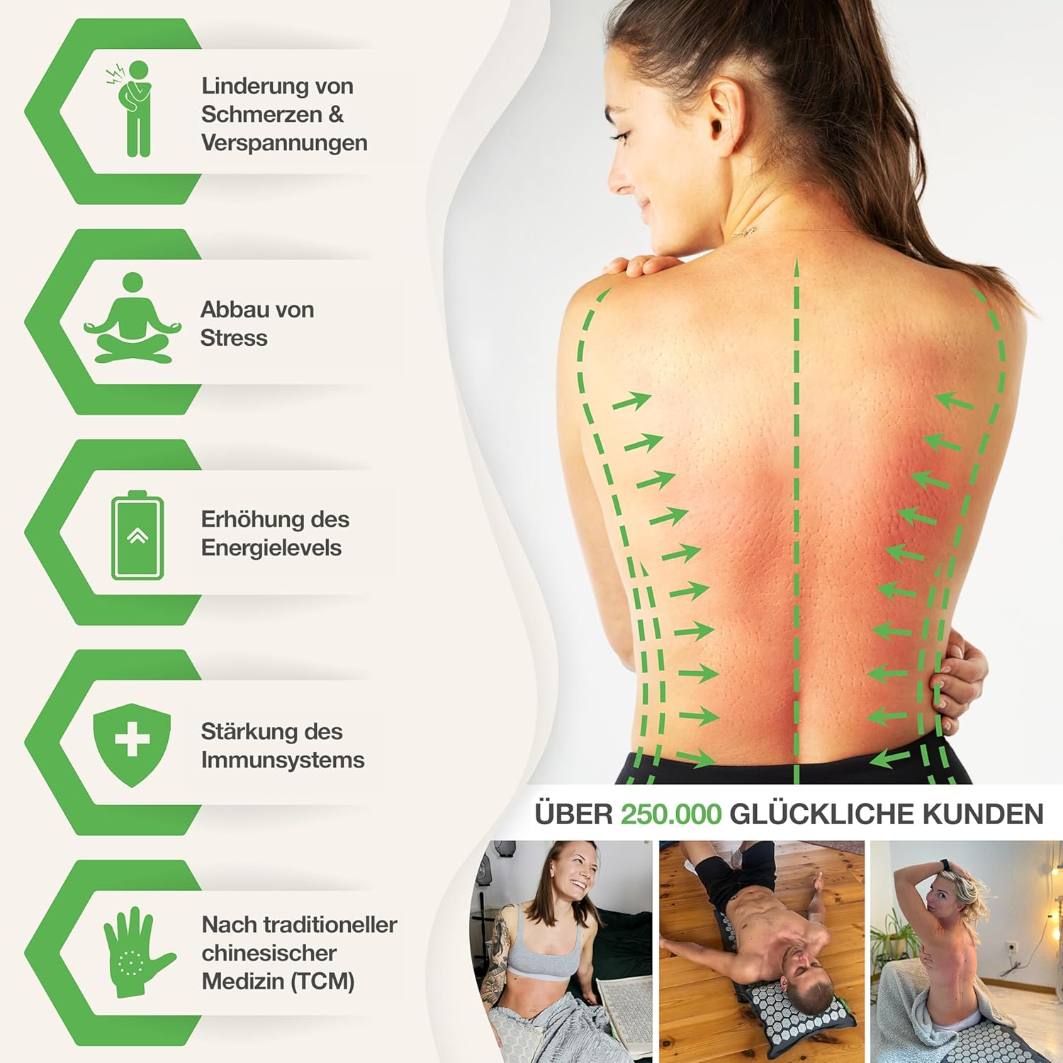 BACKLAXX Akupressurmatte mit Kissen, Tuch & Tasche, Akupunkturmatte mit Spikes zur Massage, Entspannungs-Akupressurmatte für Nacken & Schulter, Massagematte für Rücken und Ganzkörper – Bild 2