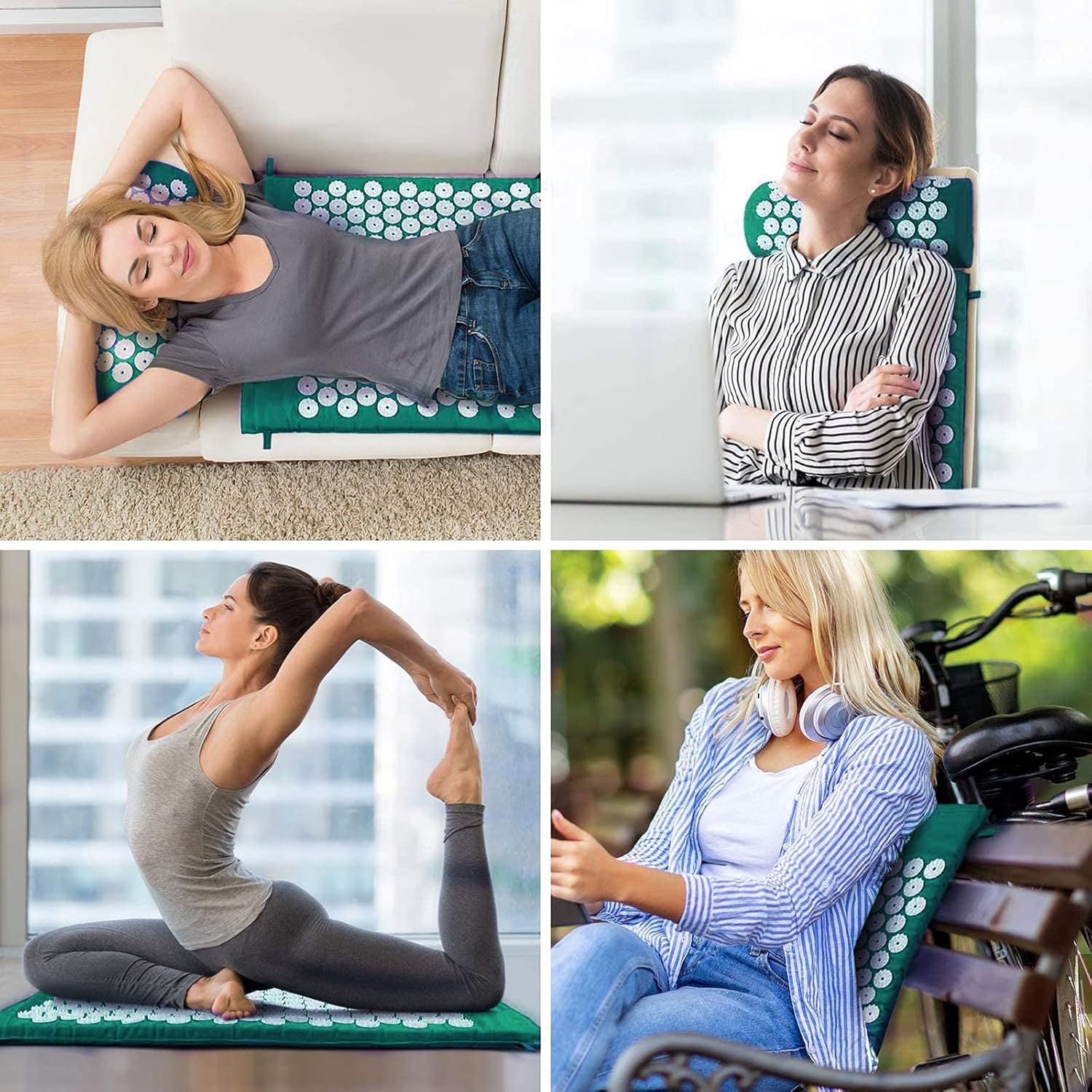 Akupressur-Set, Akupressurmatte mit Kissen für wohltuende Entspannung und Massage, Linderung von Rückenschmerzen, Kopfschmerzen, Nackenschmerzen, Stress und Schlafstörungen zu Hause, im Büro oder auf Reisen – Bild 6