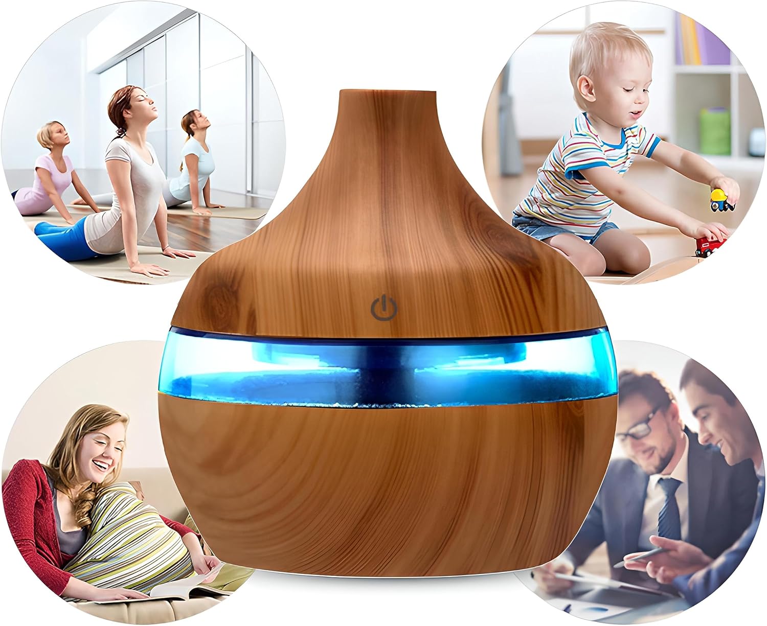 Retoo Aromadiffusor für Duftöle, Ultraschall-Luftbefeuchter, Öllampe, Aromatherapie-Öldiffusor mit LED-Beleuchtung, Diffusor für ätherische Öle, Raumbefeuchter für Schlafzimmer, Büro, Yoga, Spa – Bild 6