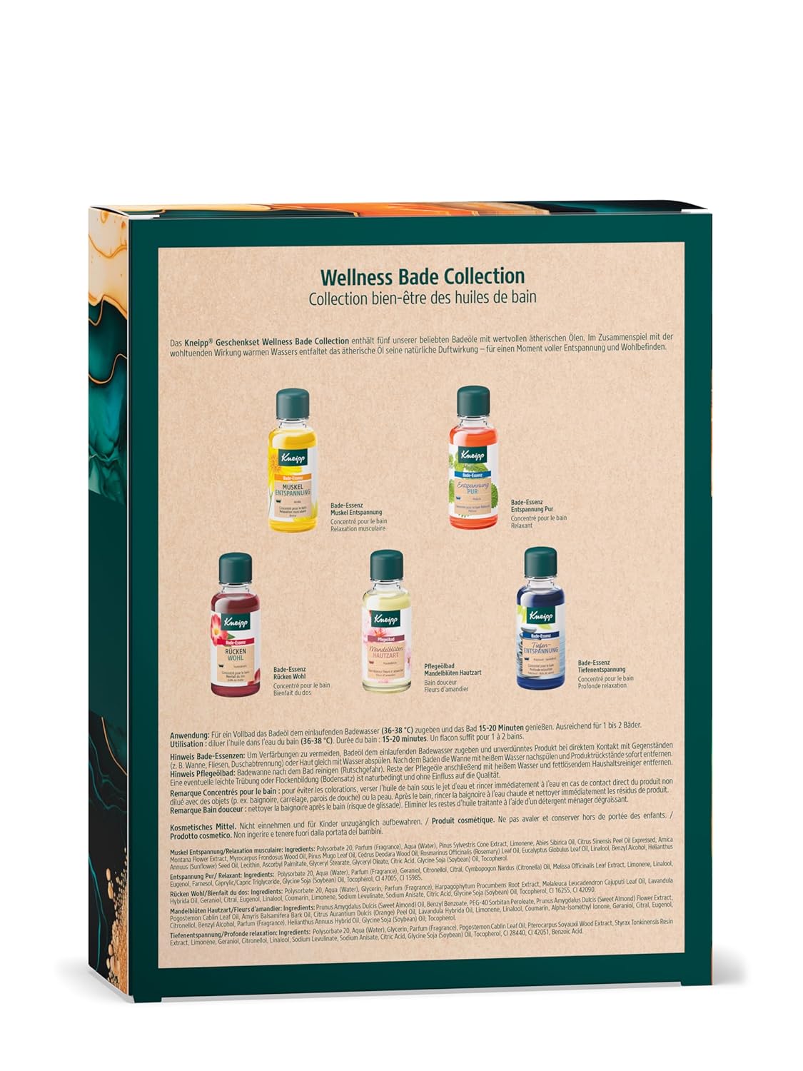 Kneipp Wellness Badekollektion Geschenkset mit 5 beliebten Badeölen von Kneipp – Für einen Moment voller Entspannung und Wohlbefinden – 5 x 20 ml – Testgrößen zum Kennenlernen – Bild 2