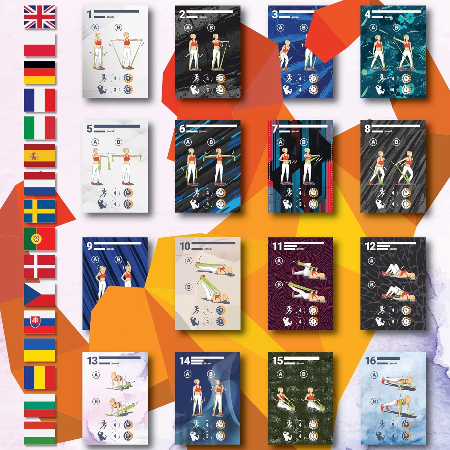 SENSEI® Gymnastikbänder & Fitnessbänder (200 cm) – Extra lange Widerstandsbänder aus 100 % Naturlatex – Ideal für Physiotherapie, Pilates, Yoga & Krafttraining – Inklusive E-Book – Bild 5