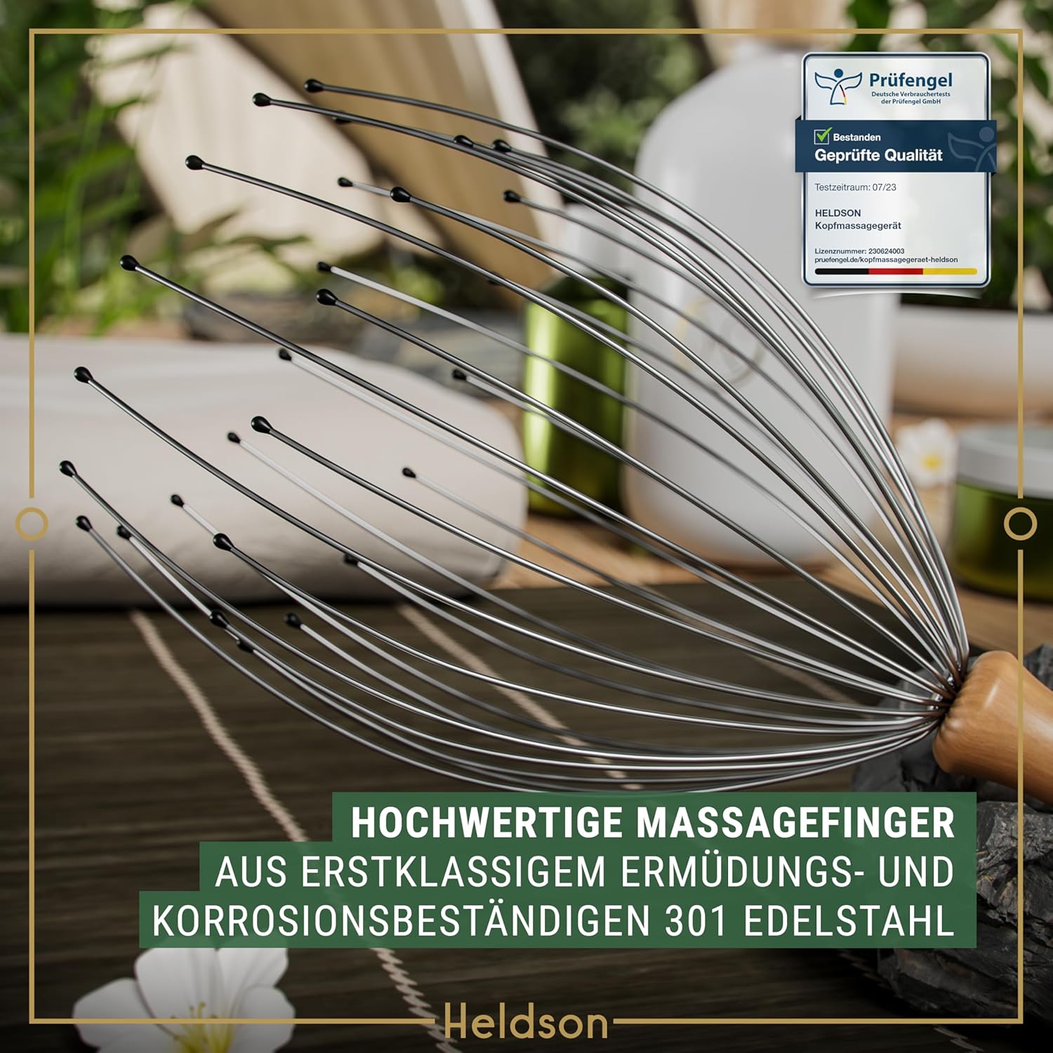 HELDSON Kopfmassage-Spinne – FSC100 % – Kopfmassagegerät – Muttertagsgeschenk – Kopfmassage & Haarmassage – Kopfmassagegerät – Kopfkratzer – Muttertagsgeschenk für Frauen, Männer & Senioren – Bild 4