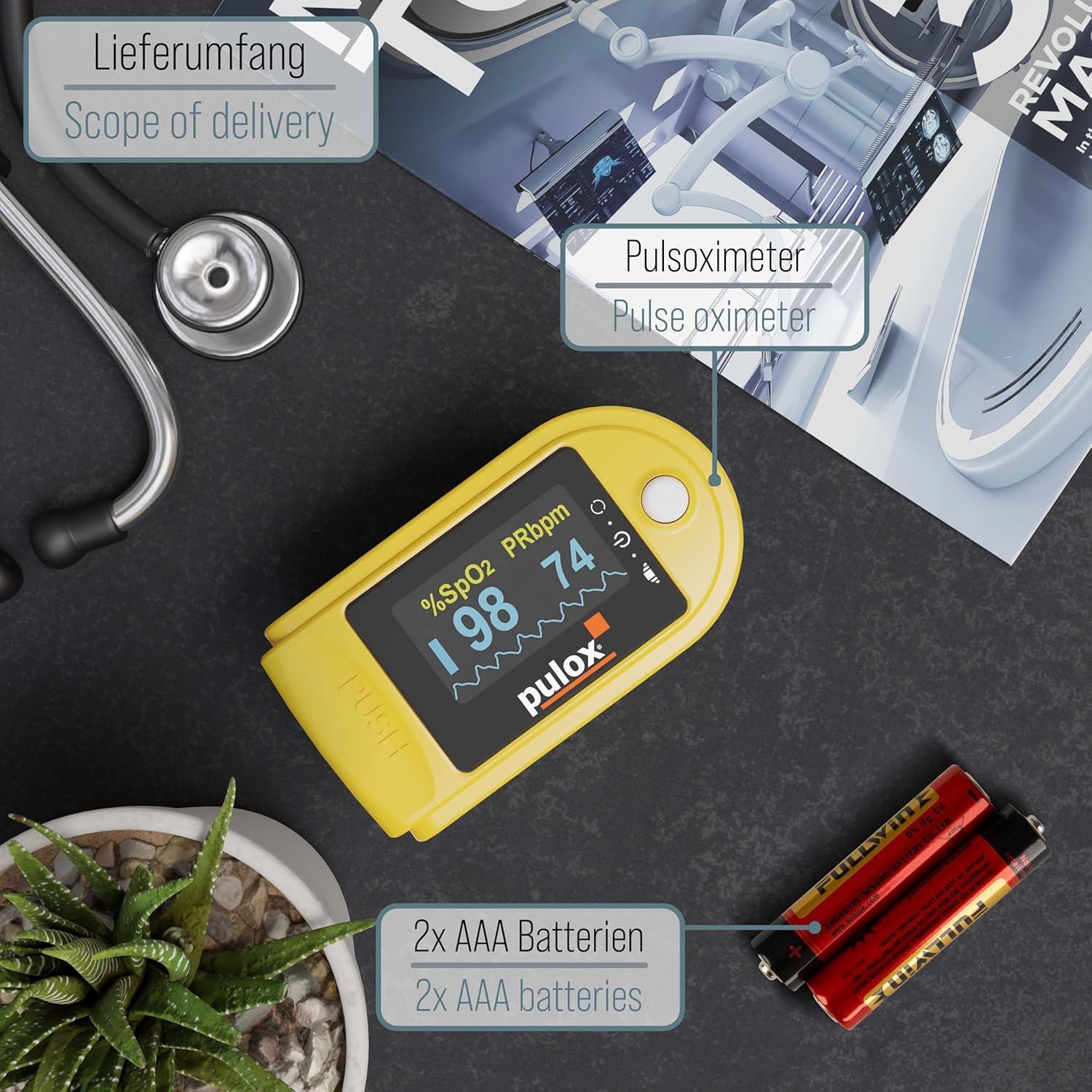 Pulsoximeter PULOX PO-200 Solo Fingerpulsoximeter zur Messung von Puls und Sauerstoffsättigung am Finger – Bild 5