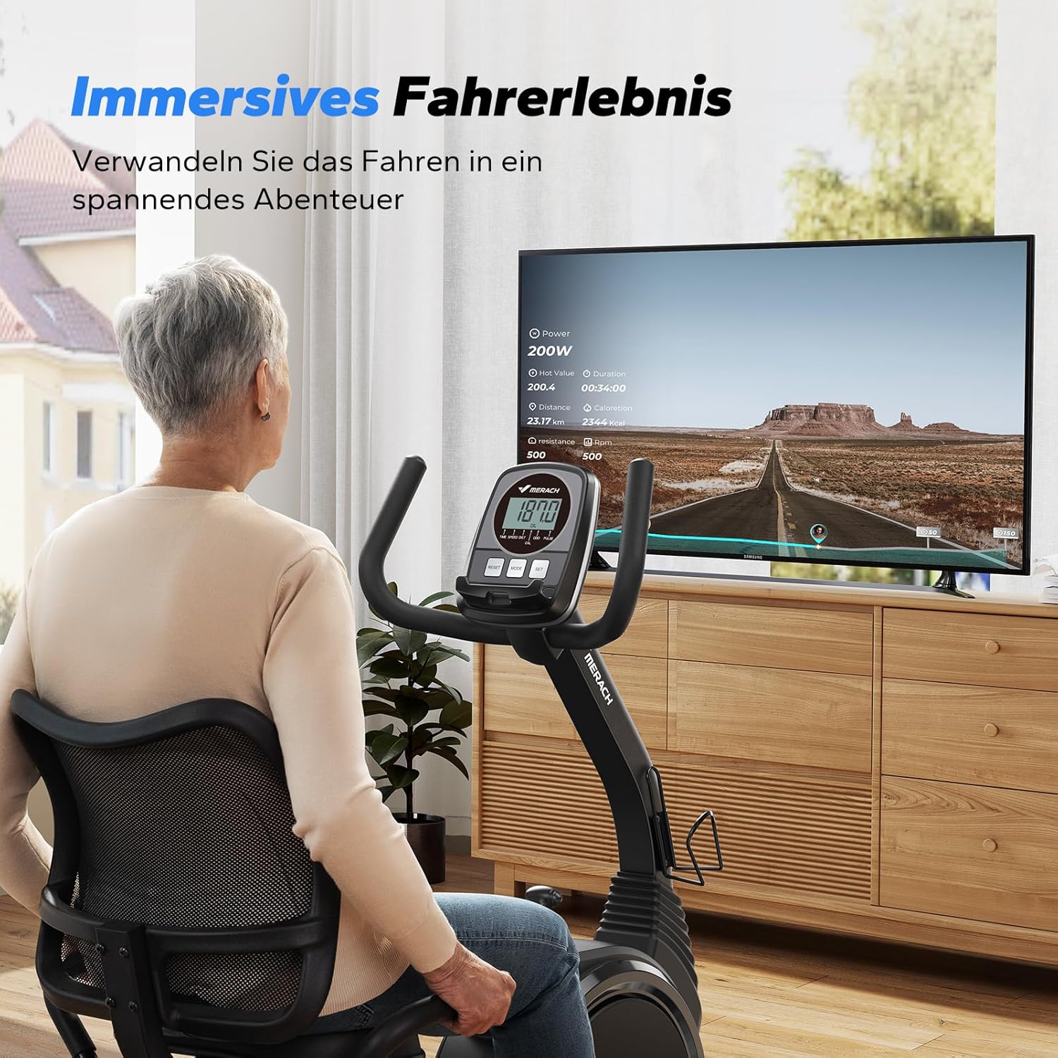 MERACH Liege-Heimtrainer für zu Hause mit 8 einstellbaren Widerstandsstufen, leichter kommerzieller Heimtrainer mit Smart Bluetooth, exklusiver App-Konnektivität, LCD-Display, Herzfrequenzsensoren – Bild 4