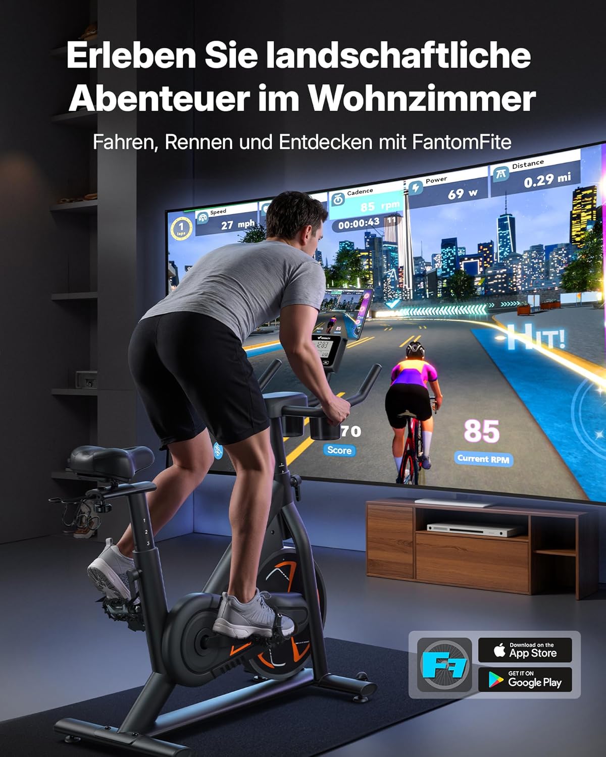MERACH Heimtrainer mit magnetischem Widerstand, leises Heimtrainer-Fahrrad mit verbessertem stoßdämpfendem Luftpolstersattel, eigener App, stabiler H-Rahmen für besseren Halt, bis zu 150 kg – Bild 8