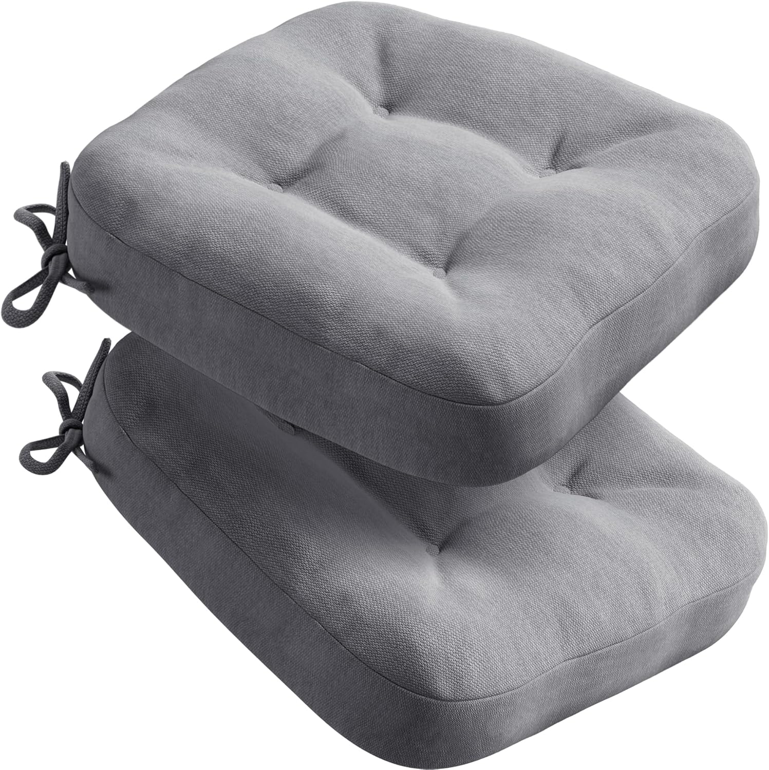 Codi Sitzkissen 40 x 40 x 8 cm, 2er-Set, extra dicke, bequeme Stuhlkissen mit wasserabweisendem Bezug – waschbare, rutschfeste Memory-Schaum-Sitzkissen für Stuhl, Outdoor- und Gartenstuhl, grau