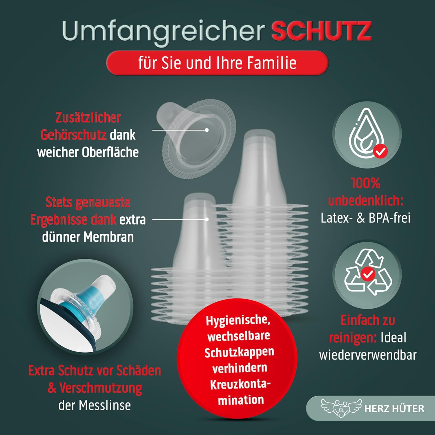 Fieberthermometer, Ohr & Stirn, 3 in 1 Thermometer, Ohrthermometer, Baby Kinder & Erwachsene, Stirnthermometer, kontaktlos, digitales Fieberthermometer, Infrarotmessgerät – Bild 2