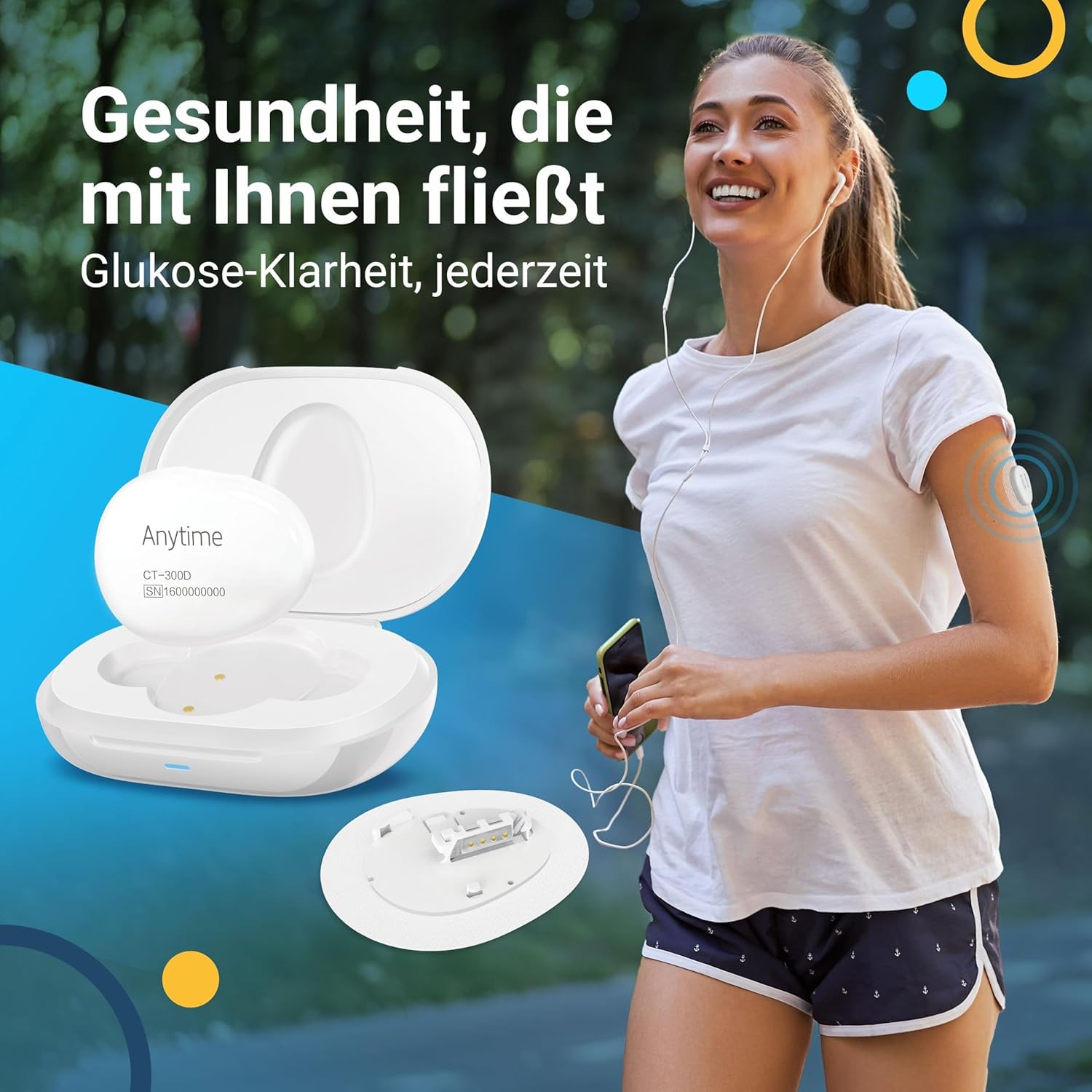 Glukoseüberwachung anschließen – Sender und 1 x Sensor | 14-Tage-Blutzuckermessgerät ohne Stechsensor | Intelligente Warnungen, komfortabel, Datenaustausch – Bild 2