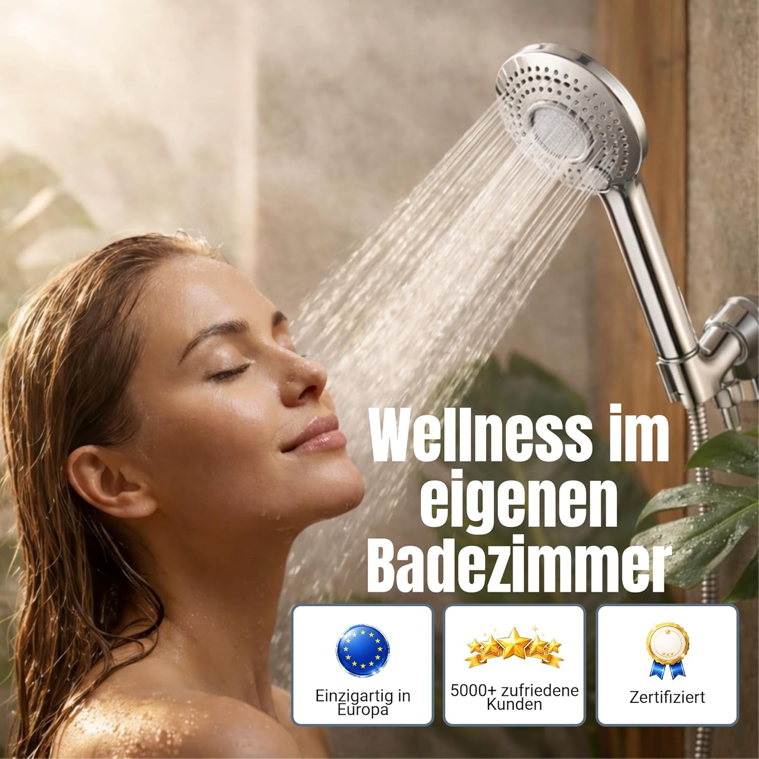 Duschkopf mit Filter – Regendusche mit Kalkfilter, 3 Wassersparstufen, universeller Duschkopf mit hohem Wasserdruck, wassersparender Duschkopf, Duschfilter, Chrom – Bild 8