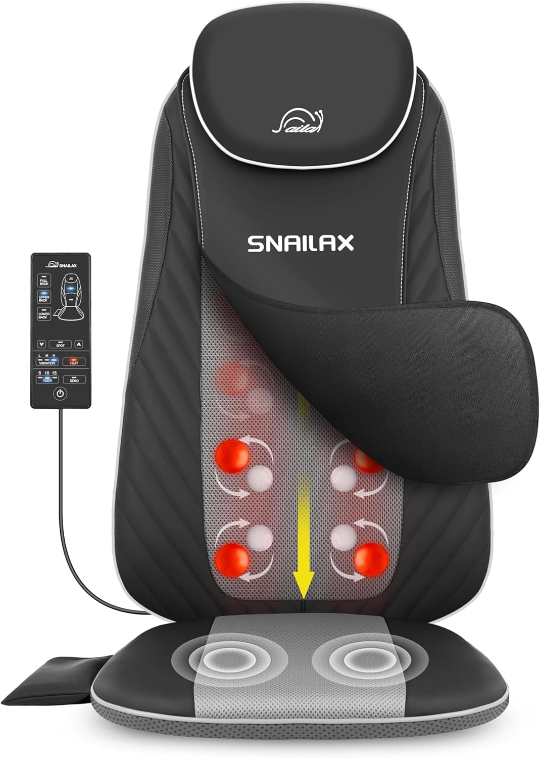 Snailax Shiatsu-Massagesitzbezug mit Wärme- und Vibrationsfunktion, Massagekissen für Nacken und Schulter, Rückenmassagegerät, Geschenke für Männer und Frauen