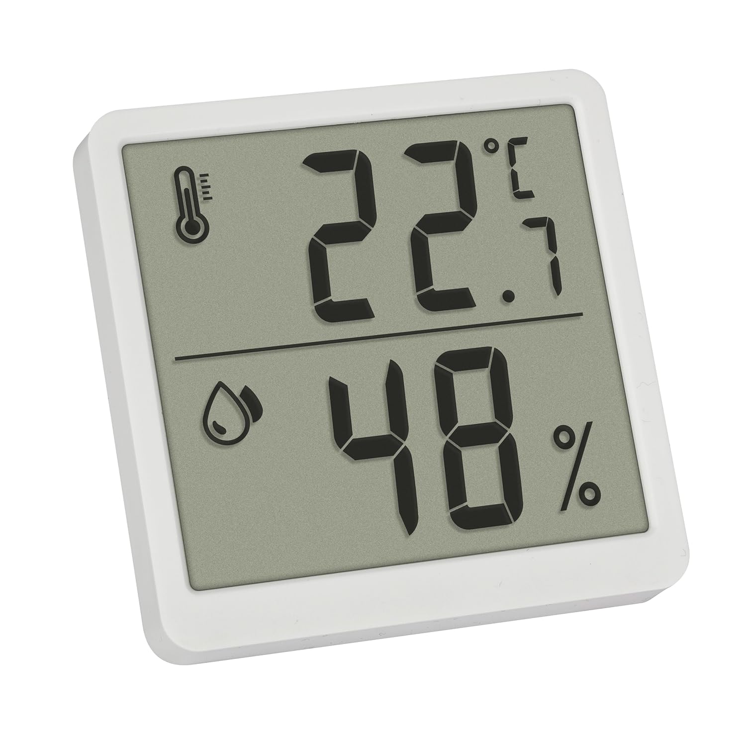 TFA Dostmann Digitales Innen-Thermo-Hygrometer, 30.5059.02, Thermometer und Luftfeuchtigkeit, Raumthermometer, zur Raumklimakontrolle, magentisch einstellbar, Luftfeuchtigkeitsmesser, weiß