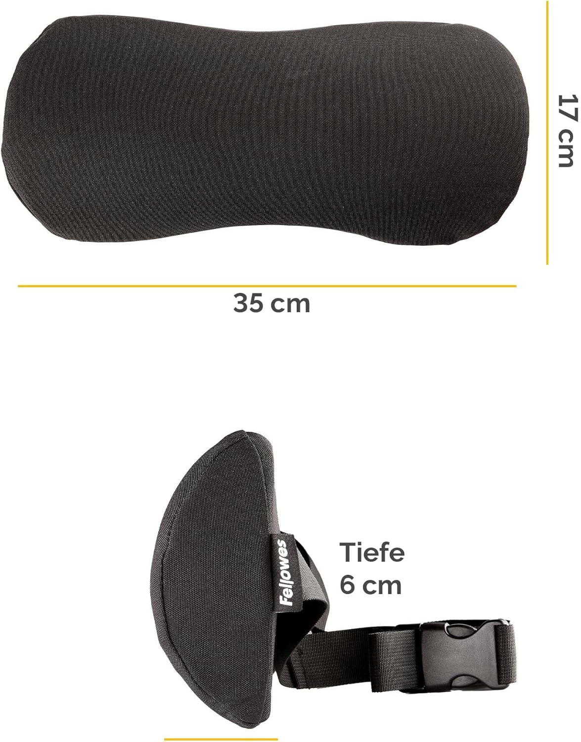 Fellowes Breyta Lendenkissen – ergonomische Rückenstütze, verstellbarer Gurt, kompakt und tragbar, umweltfreundliche Materialien, ideal für Büro und Zuhause – Bild 5