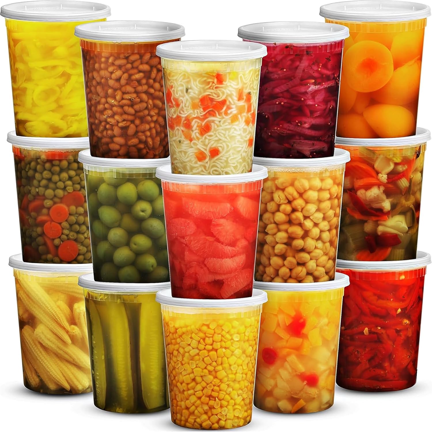 JoyServe 32 oz Deli-Lebensmittelbehälter mit Deckel – (36 Sets), luftdichte Frischhaltedosen zum Mitnehmen in Viertelgröße mit 36 Deckeln, BPA-frei, spülmaschinenfest