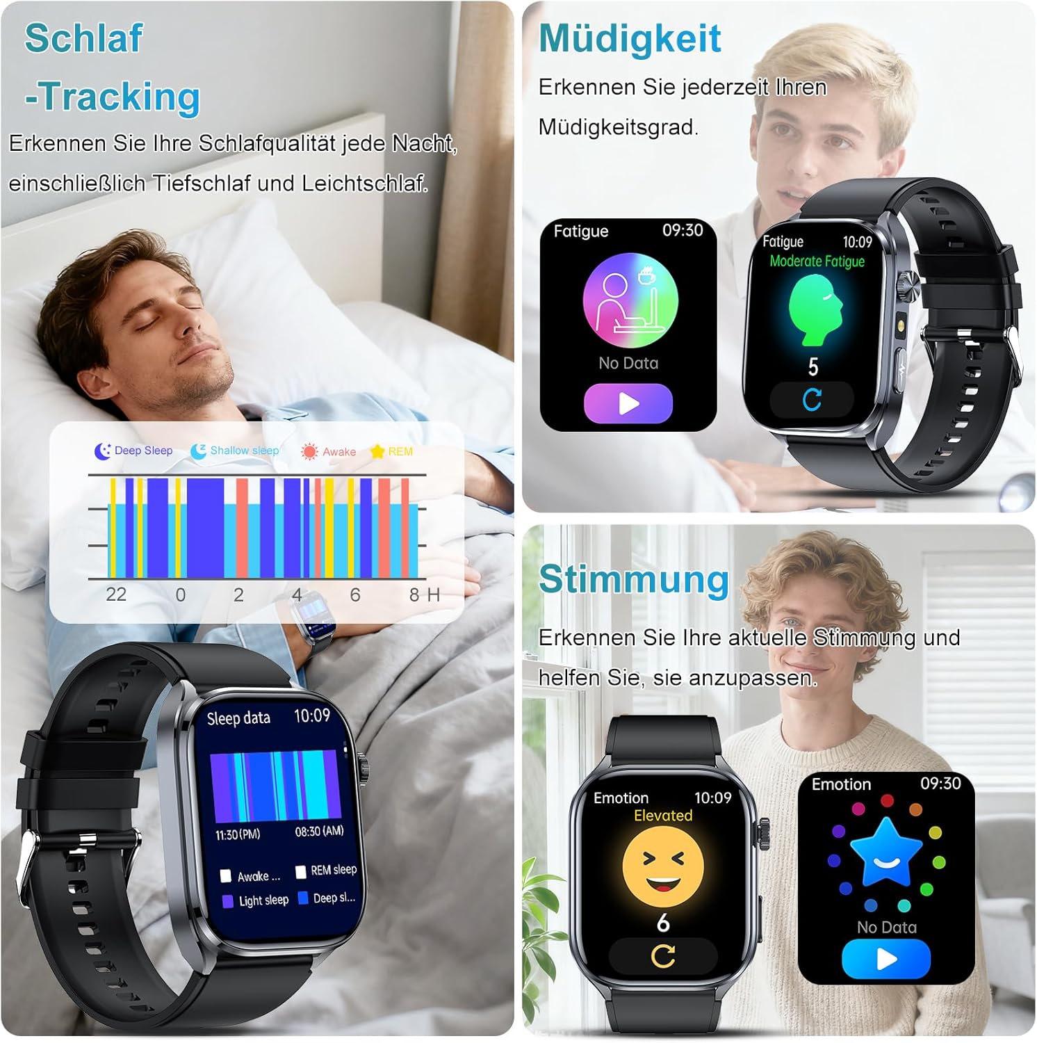 2026 KI-GPT Smartwatch EKG/BI-Druck Q&A-Funktion 2,0-Zoll-Gesundheitsuhr mit Harnsäure/BMI/Herzfrequenzmonitor/HRV/Herzfrequenz, SpO2, Schlaf, Apnoe-Monitor, Bluetooth-Anruf, SOS, IP68 + Wasserauslass – Bild 6