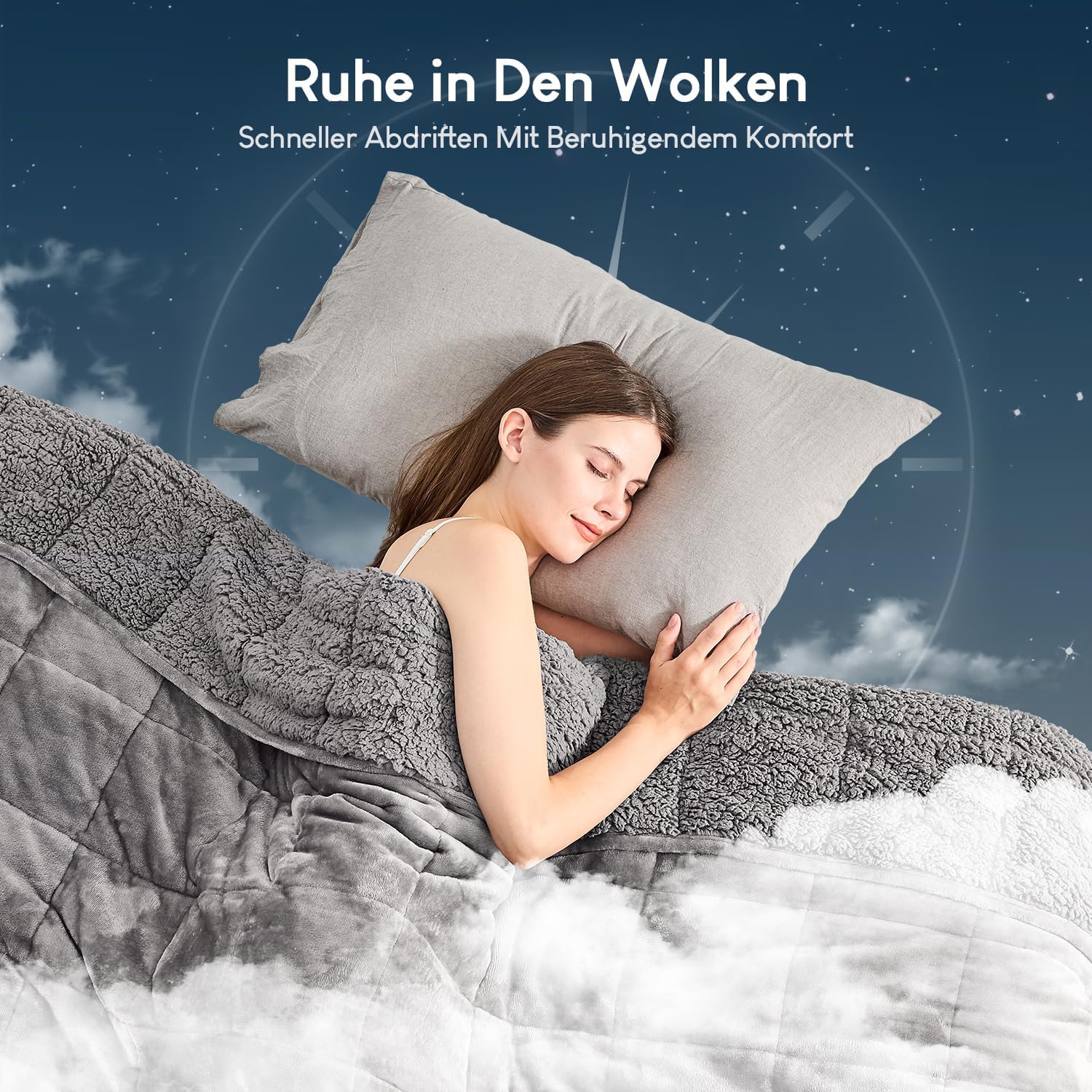 Cottonblue Gewichtsdecke 120 x 180 cm, 7 kg Sherpa-Fleece-Entspannungsdecke für Erwachsene zur Verbesserung des Schlafes. Gewichtsdecke – gemütliche, ruhige Decken mit Glasperlen, Grau – Bild 8